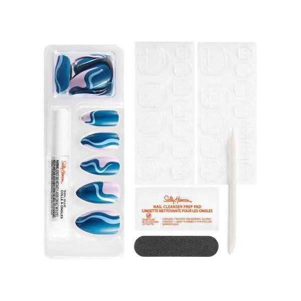 Sally Hansen Sally Hansen Salon Effects Perfect Manicure Nail Stickers, AL251 Ride The Wave, Almond Nails, 24ct