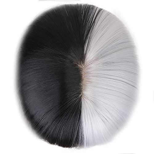Styler Styler Half Black Half White Wig with Bangs, Long Straight Anime Cosplay Wig for Women, Heat Resistant Synthetic Halloween Hair Wigs
