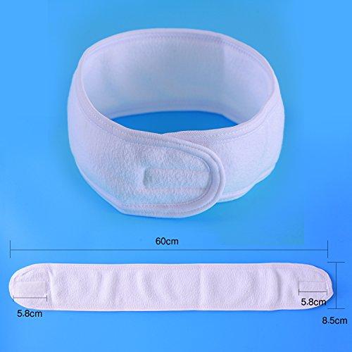 EBOOT eBoot 2 Pieces Spa Headband Makeup Headbands Facial Terry Cloth Headband Stretch Yoga Sport Towel Headband (White)