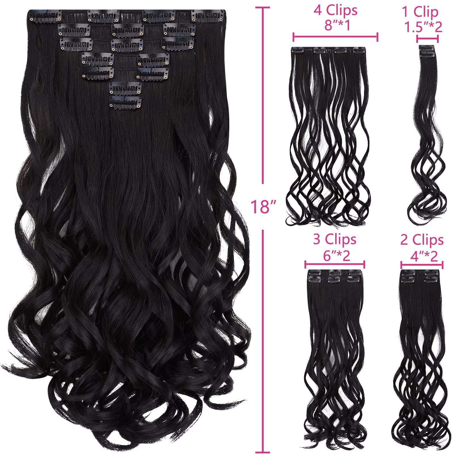 SYXLCYGG SYXLCYGG Black Hair Extension Synthetic Cheap Clip Hair Extensions 18\" Curly 5 Oz Hair Piece Women Fluffy&Not Tangled
