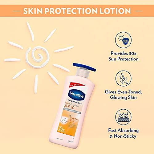 Vaseline Vaseline Healthy Bright Sun Protection Body Lotion SPF 30 400 ml, Daily Moisturizer for Dry Skin, Gives Non-Greasy Glowing Skin - For Men & Women