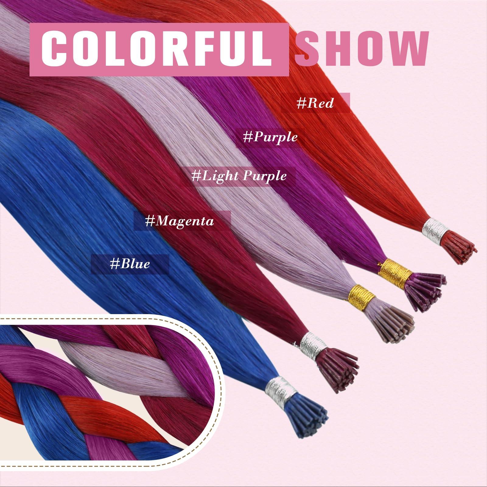 YoungSee YoungSee I Tip Hair Extensions Human Hair Magenta 25g Itip Human Hair Extensions Red Itips Hair Extensions Color for Party 20In Magenta Human Hair I Tip Extensions Invisible 25s Tip Hair Extensions
