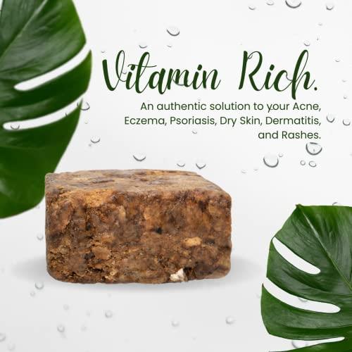White Naturals Raw African Black Soap 1lb Bar, for Dry Skin and Skin Conditions, Pure & Natural Ingredients, Imported From Ghana