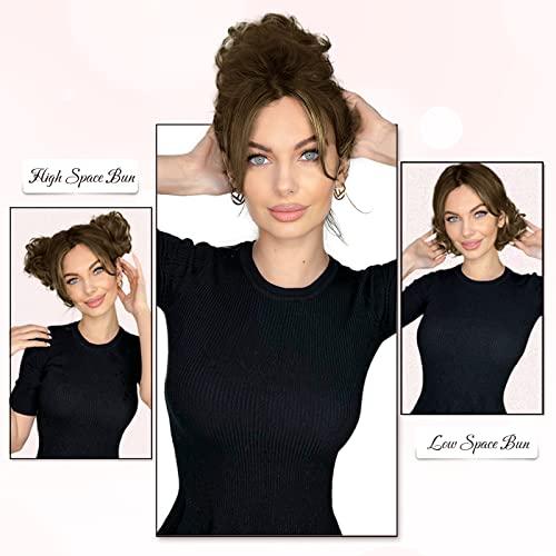RUWISS RUWISS Messy Bun Hair Piece 100% Human Hair Messy Rose Bun Hair Buns Hair Piece for Women Real Hair Scrunchies Updo Hair Pieces Bun Extension Ponytail Messy Hair Bun (Darkest Brown)