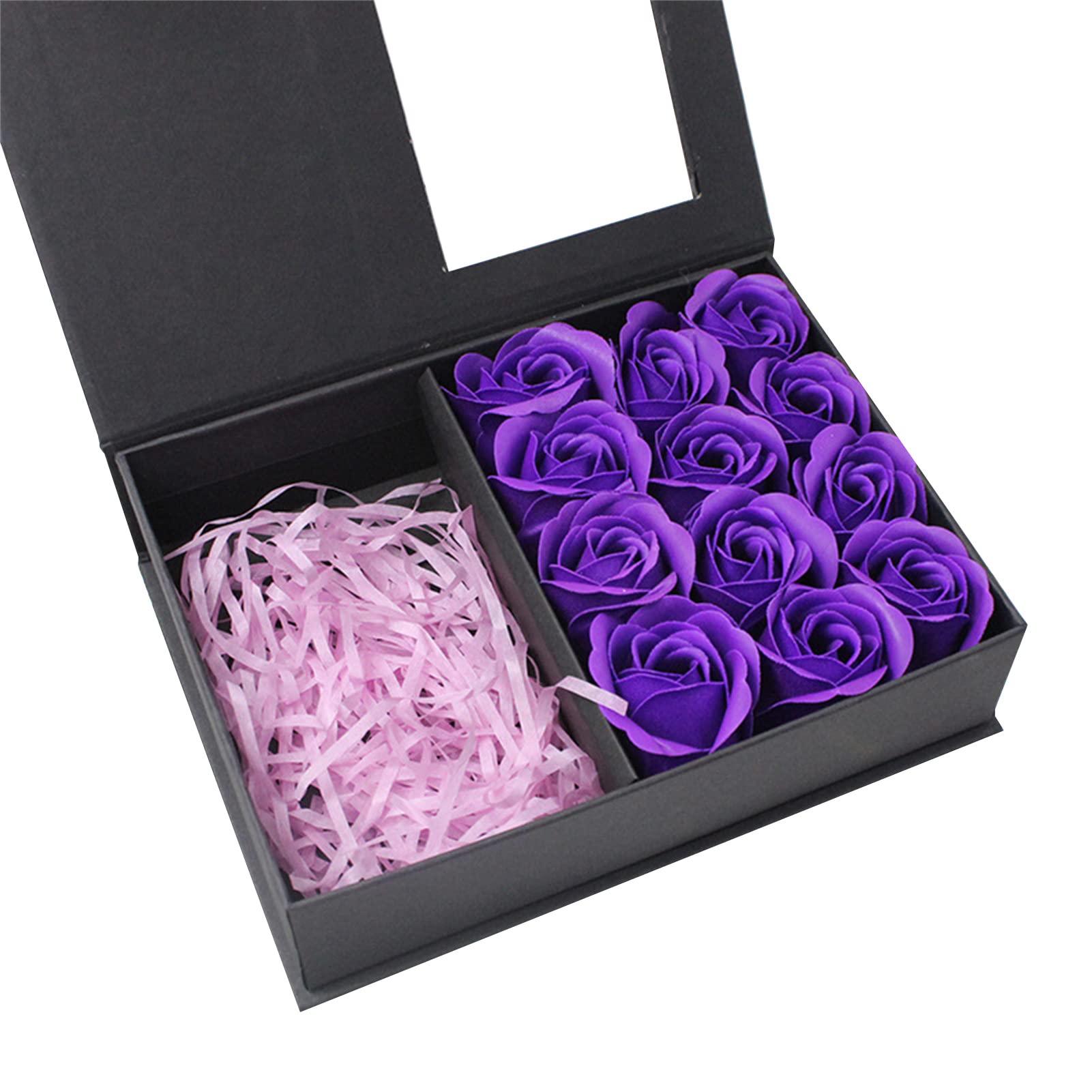 Bluelans Floral Scented Bath Spa Soap Rose Flower Petals Gift Set, Rose Soap Flowers Gifts for Women, Guest Soap Shaped Petals for Women Gifts, Mum Gifts, Valentines Gifts, Birthday Gifts for Her Purple