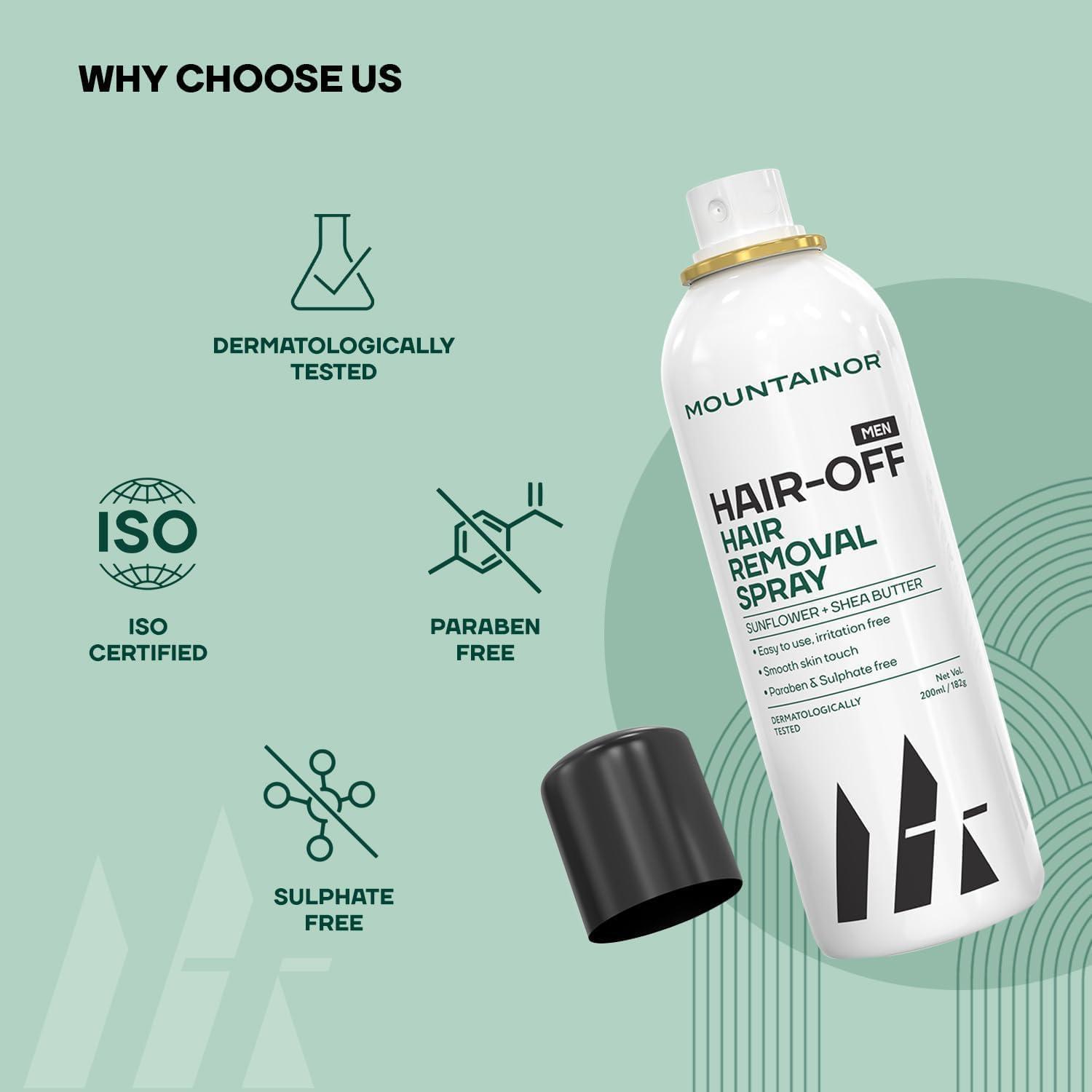 AKSHAR LLC Hair Removal Cream Spray For Men Hair Removal For Chest, Back, Arms, Legs & Under Arms & Safe Certified (Dermatologically Tested) (Pack of 1)