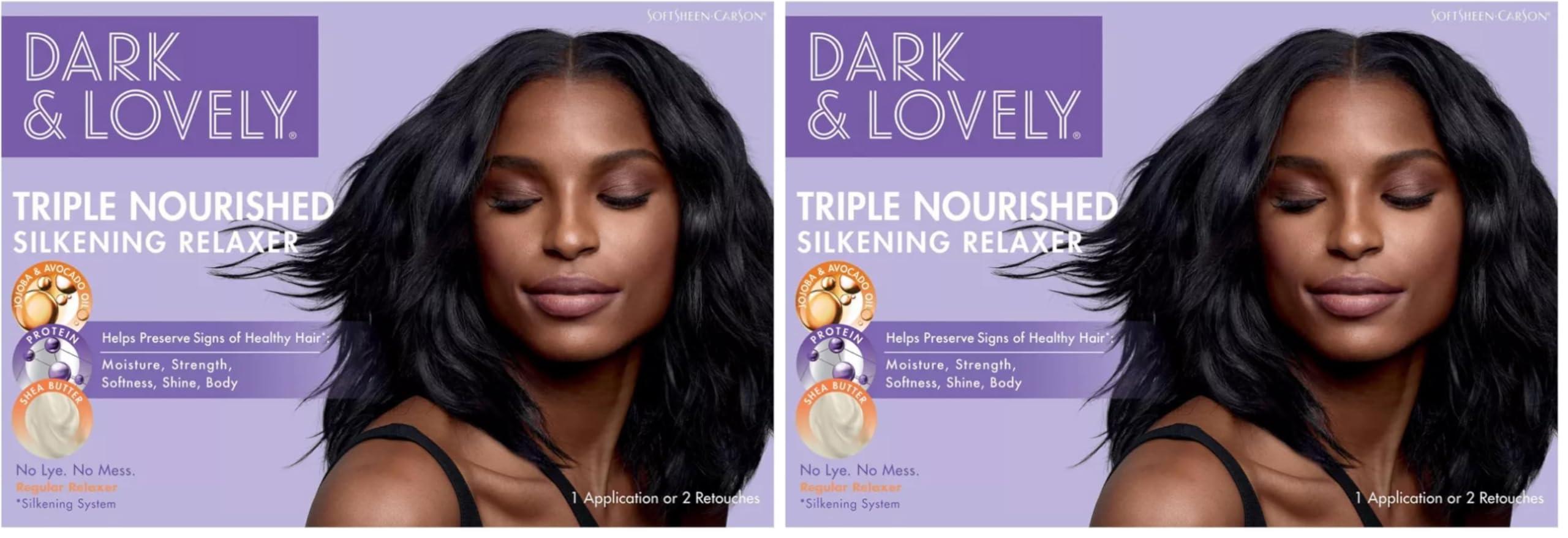 SoftSheen-Carson SoftSheen-Carson Dark and Lovely Triple Nourished Silkening Relaxer No-Lye Regular Strength with Shea Butter, Jojoba and Avocado Oils, Regular (Pack of 2)