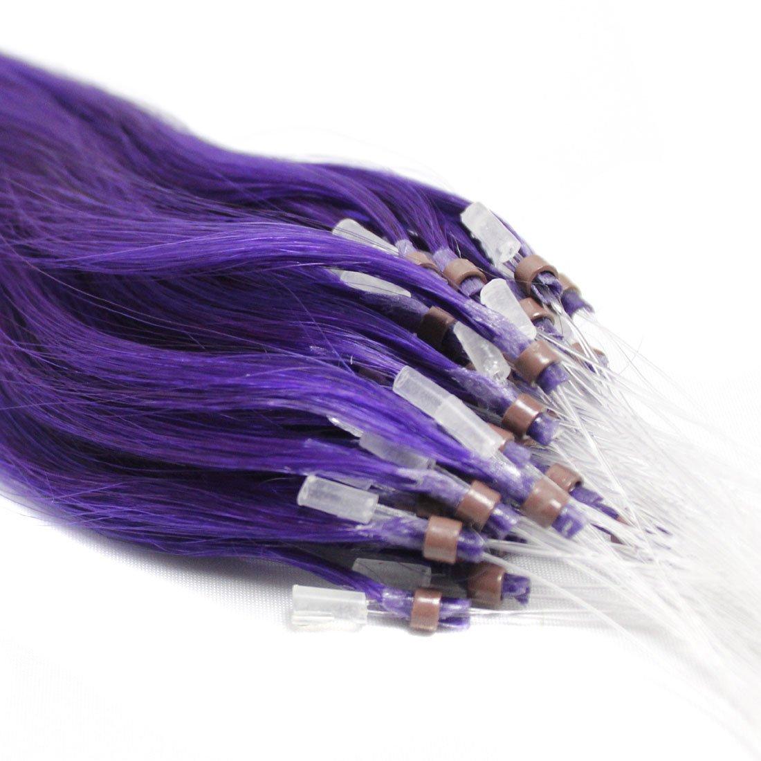 Yotty Yotty 100% Remy Human Hair Extensions Micro Ring Loop Bead Tipped Hair 16''18''20''100S (Purple, 18Inch 0.5g/s)