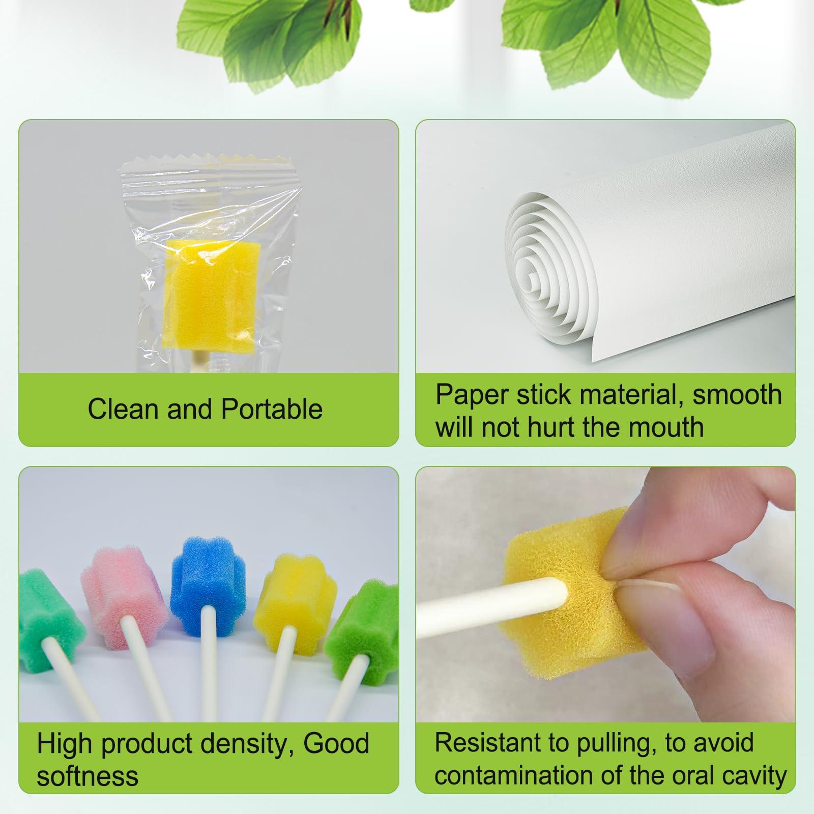 ARGOMAX ARGOMAX Disposable Mouth Swabs, Paper Stick Oral Swabs, Individually Wrapped Odorless Dental Sponge Swabsticks for Mouth & Gum Cleaning, Plum Flower-Yellow-50PCS.