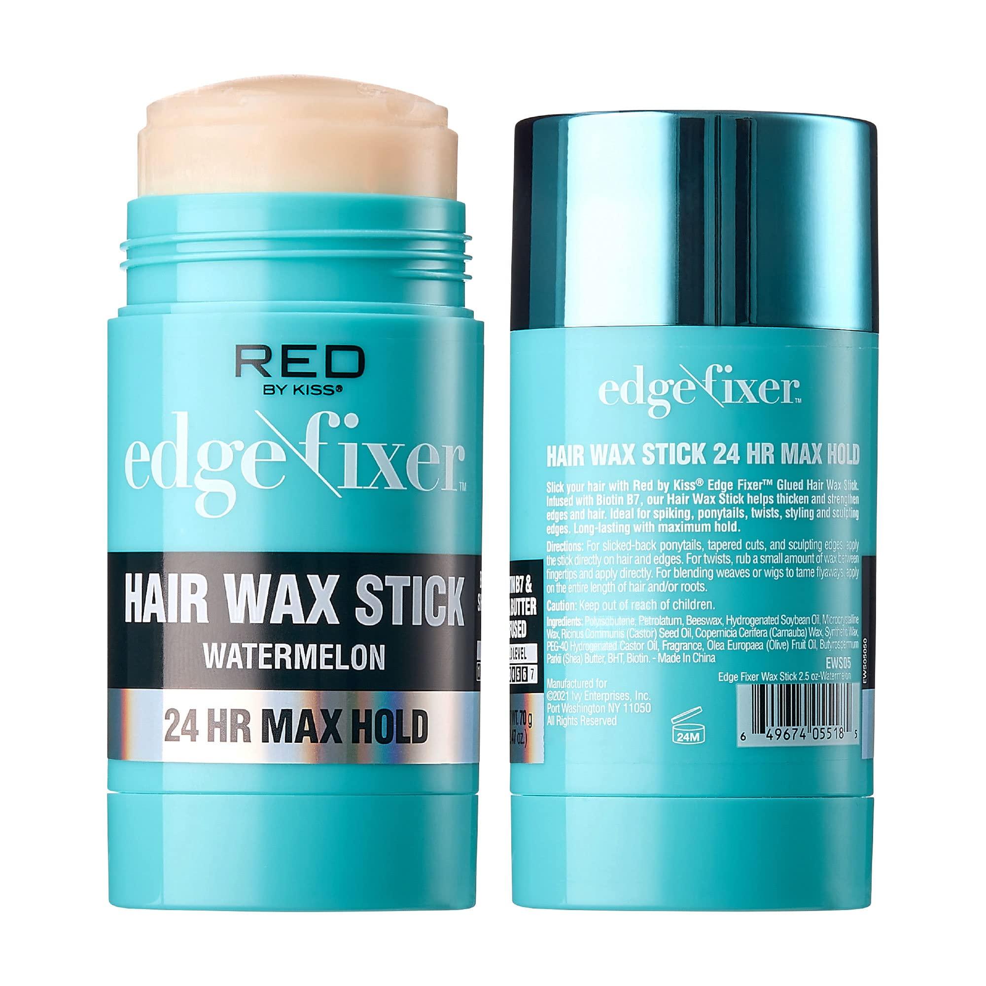 Red by Kiss Red by Kiss Hair Wax Stick 24HR Max Hold Edge Fixer Edge Control Pomade Non-Sticky, Non-Oily Flake Free Hair Styling Wax (Watermelon)