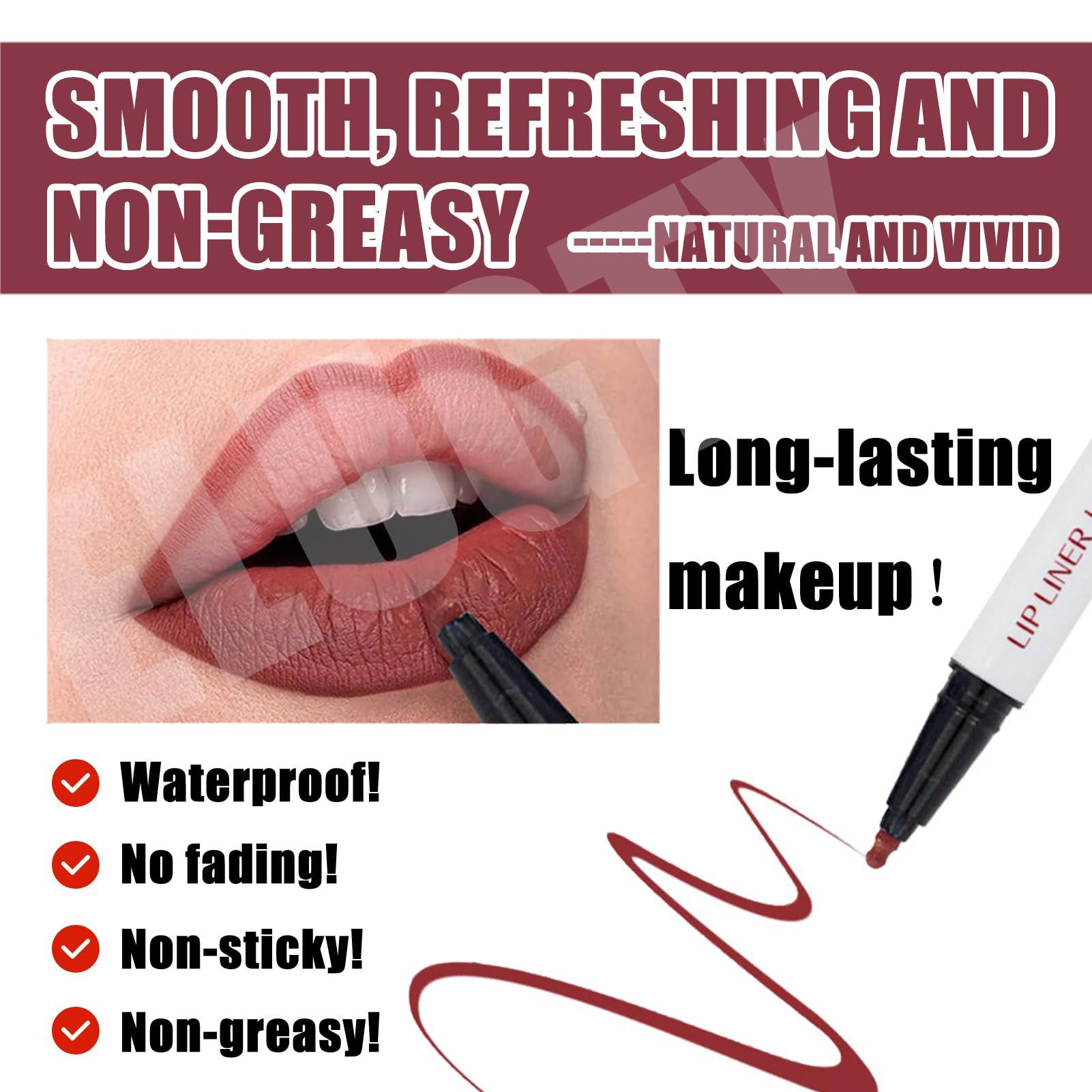 Elugty Elugty Cool Story Lip Liner Stain,New Formula Cool Story Lip Liner,Submarine Liquid Lip Liner,Cool Story Lip Liner Liquid,2-in-1 Waterproof Longwear Liquid Lip Liner,Long Lasting Lip Liner (08, 3pcs)