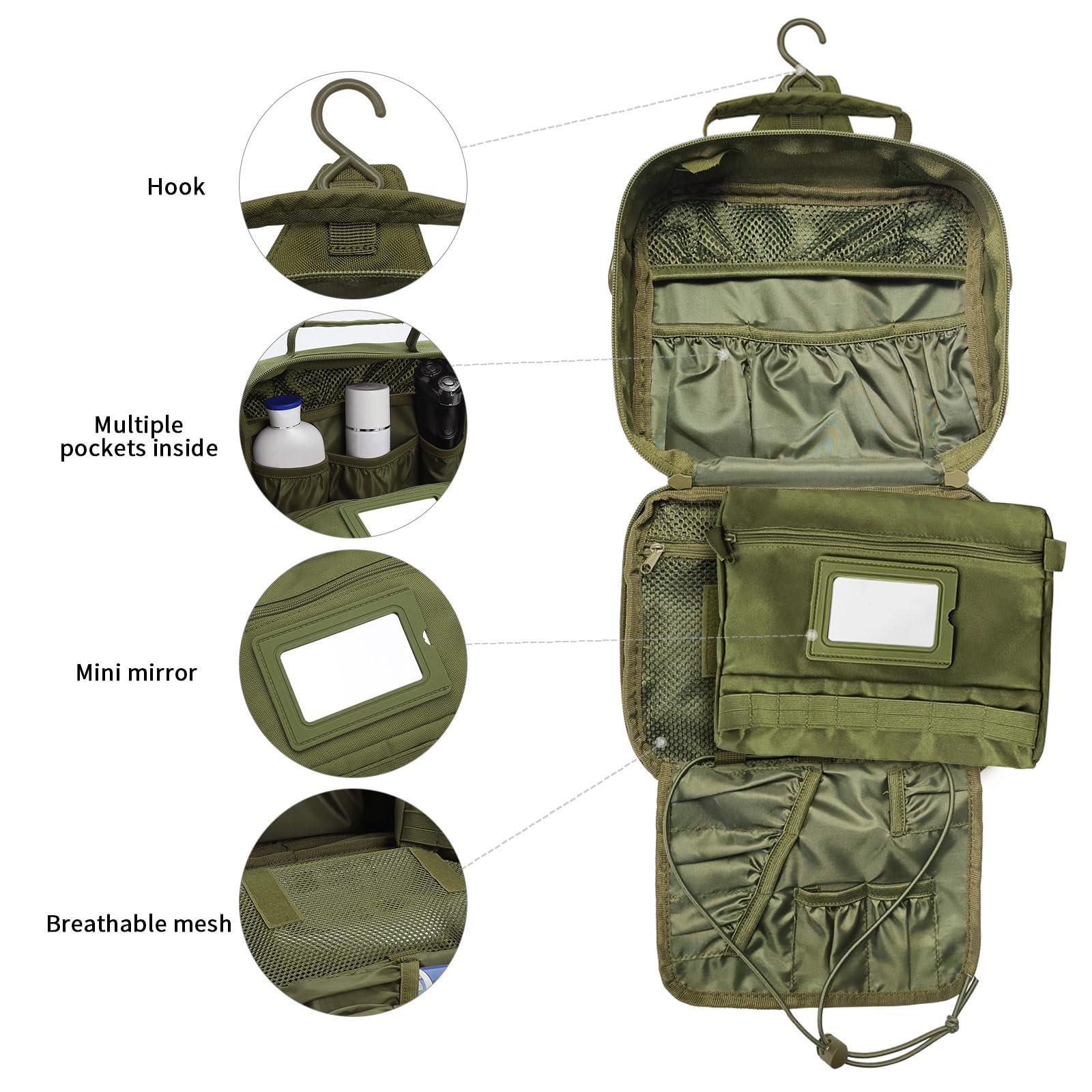 SUNRISING SUNRISING Toiletry Bag for Men Travel Bag for Toiletries Mens Toiletry Travel Bag Toiletry Bags Hanging Travel Toiletry Bag Dopp Kit for Men Toiletry Bags for Traveling Shaving Bag for Men Army Green