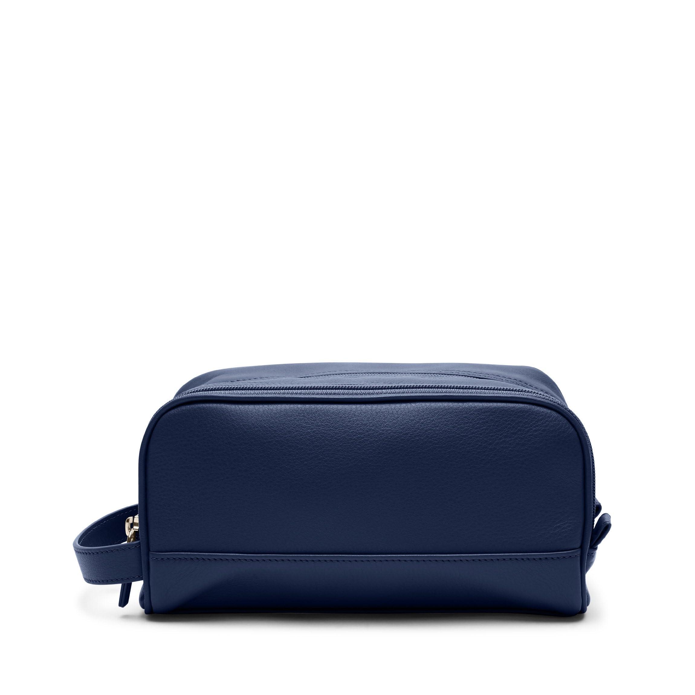 Leatherology Leatherology Navy Blue Small Double Zip Toiletry Bag - Compact design, Dual zipped compartments, Versatile organization