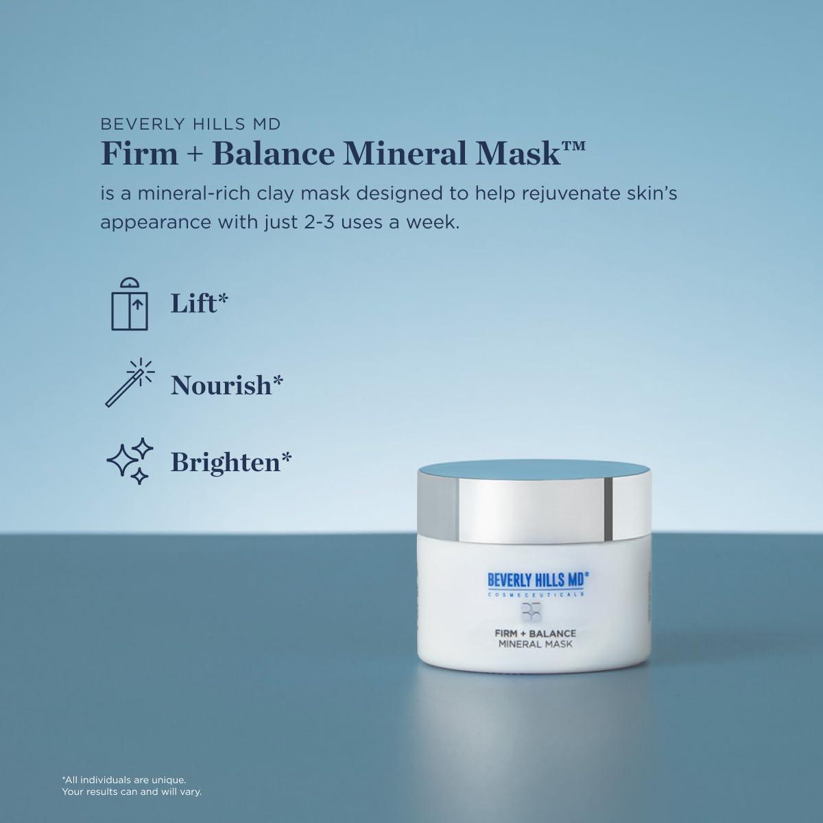 Beverly Hills MD Beverly Hills MD Firm + Balance Mineral Mask for Aging Skin- Exfoliating Clay Mask for Evening Complexion- Lift, Firm, Tighten Skin w/Pineapple & Papaya Enzymes, Tripeptides, Kakadu Plum