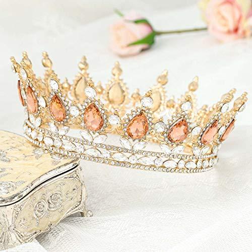 Fairyu Fairyu Crowns and Tiaras Baorque Silver Rhinestone Vintage Bride Wedding Crowns Birthday Crown Cake Topper Costume Headband Tiara for Women and Girls (Champagne)