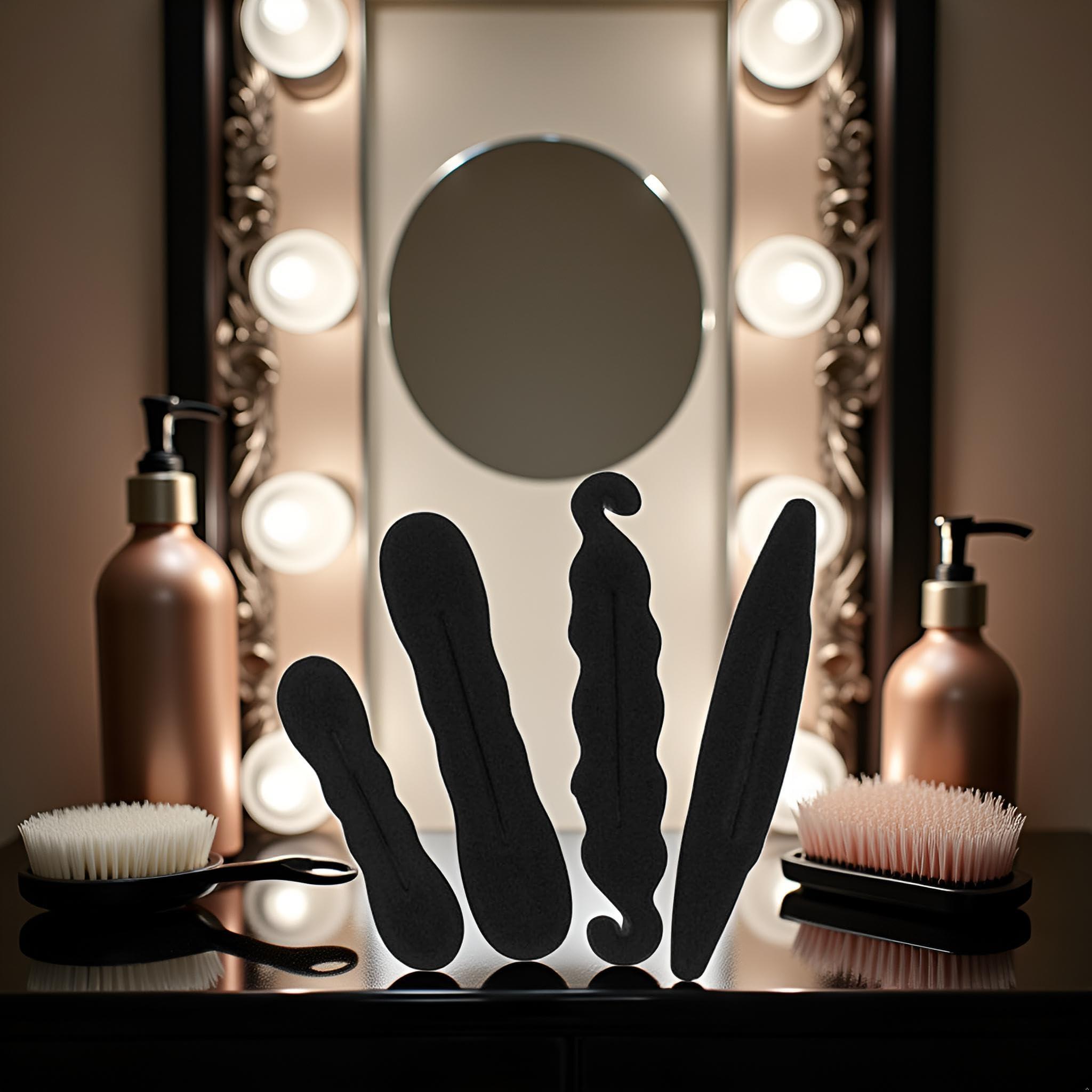 JJLFresheners 4Pcs Black Hair Bun Maker Magic Hair Styler Set Hair Styling Sponge New Released Elastics and Ties Hair Accessories