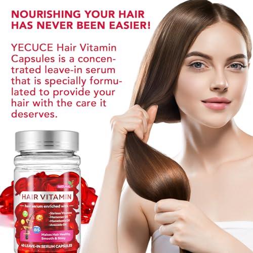 zoxpm zoxpm Hair Vitamins Serum Capsule, Hair Treatment Serum Oils, No Need Rinse Hair Repair EssenceRich in Vitamins A C E Pro B5 Oil for Hair,Hair Serum for Frizzy and Dry Damaged Hair (40 Pcs), Red