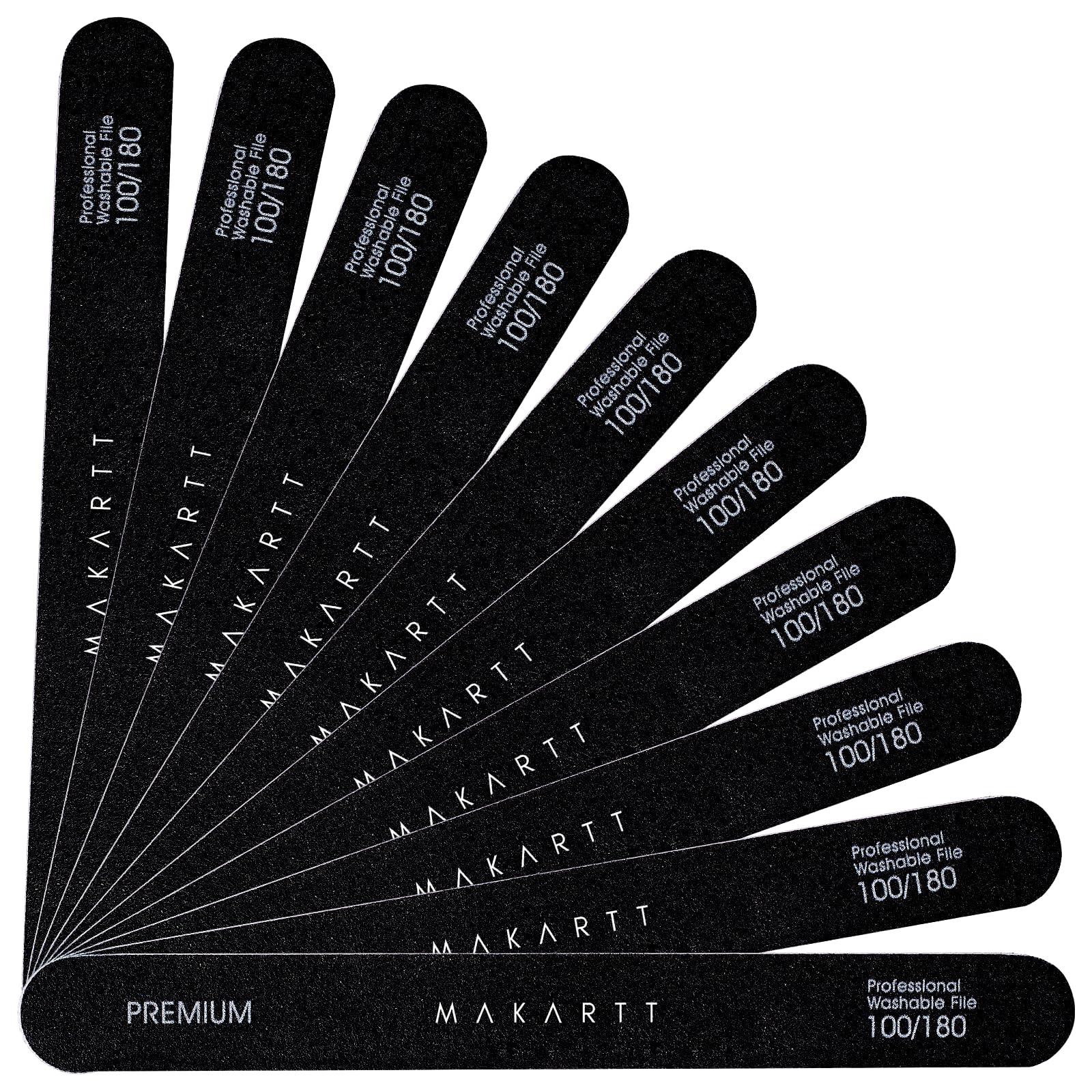 Makartt Makartt Nail File 100 180 Grit Emery Boards for Nails 10pcs Black Nail Files Professional Washable Doubled Sides Nail File Kit for Natural Acrylic Nails Coarse for DIY Salon Use