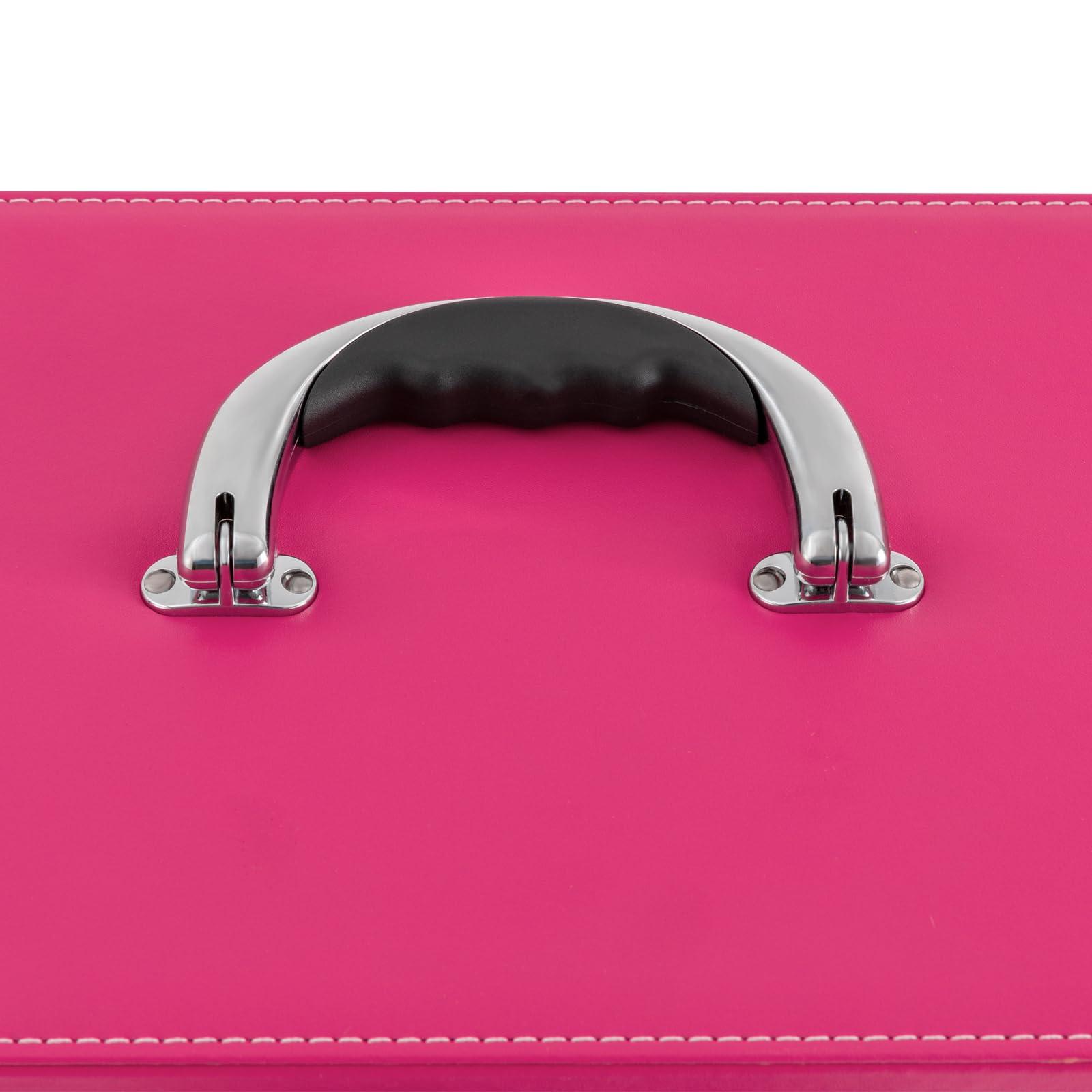 ZUANYAN ZUANYAN Rolling Makeup Train Case Professional Nail Tattoo Pull Bar Makeup Case With Universal Wheel (Pink)