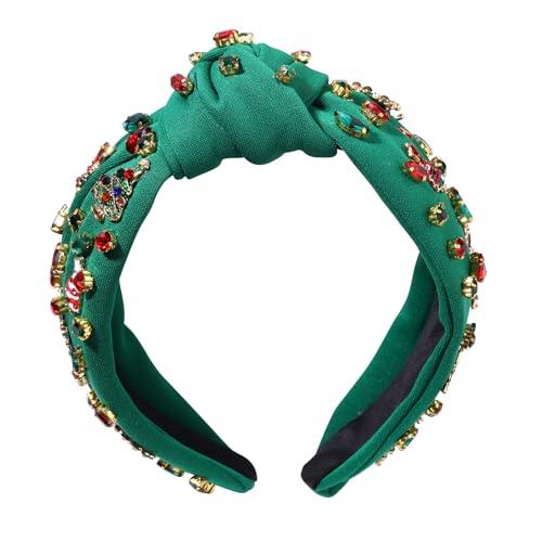 JERTOCLE JERTOCLE Christmas Headband Xmas Headband for Women Christmas Tree Headband Crystal Knotted Headband Holiday Party Headwear Hair Accessories Gift (Green Xmas Tree2)