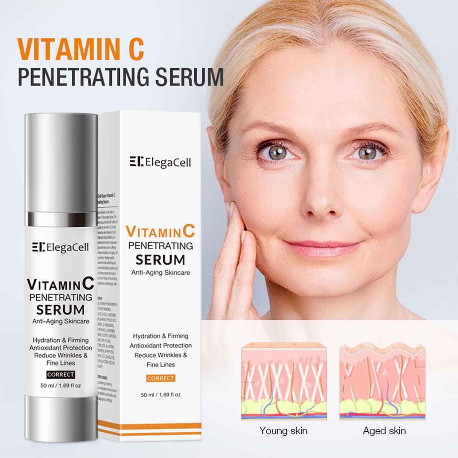 Elegacell ElegaCell Super Vitamin C Serum for Women Over 70 - Advanced Anti-Aging Vitamin C Face Serum,Super Vitamin C Penetrating Serum for Mature Skin, All-in-One Formula 1.69 fl oz