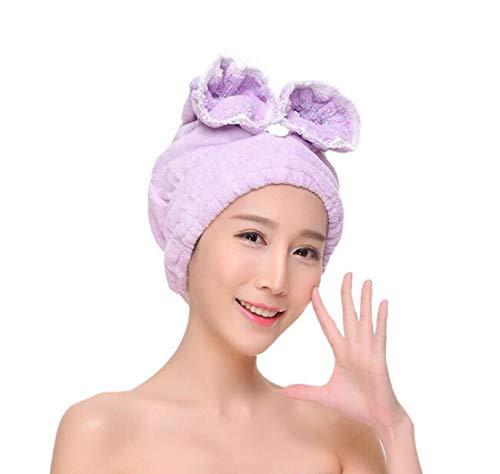Binghang Hair Towel Wrap Drying Bath Shower Head Towel with Buttons, Quick Dry Hair Hat, Wrapped Bath Cap (purple)