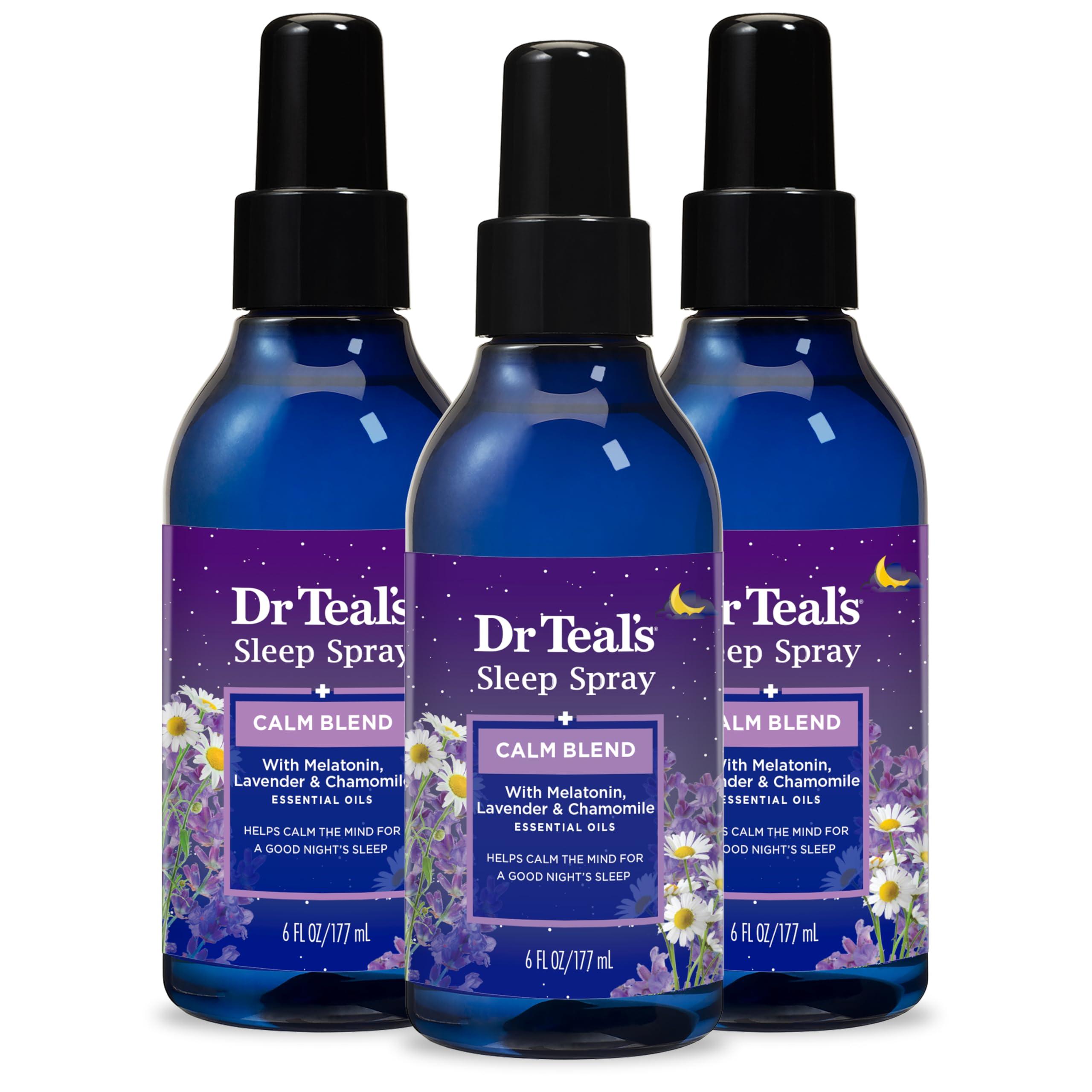 Dr Teal's Dr Teal's Foaming Bath with Epsom Salt & Sleep Spray with Melatonin, Lavender & Chamomile, 34 fl oz Bath (Pack of 4) & 6 fl oz Spray (Pack of 3)