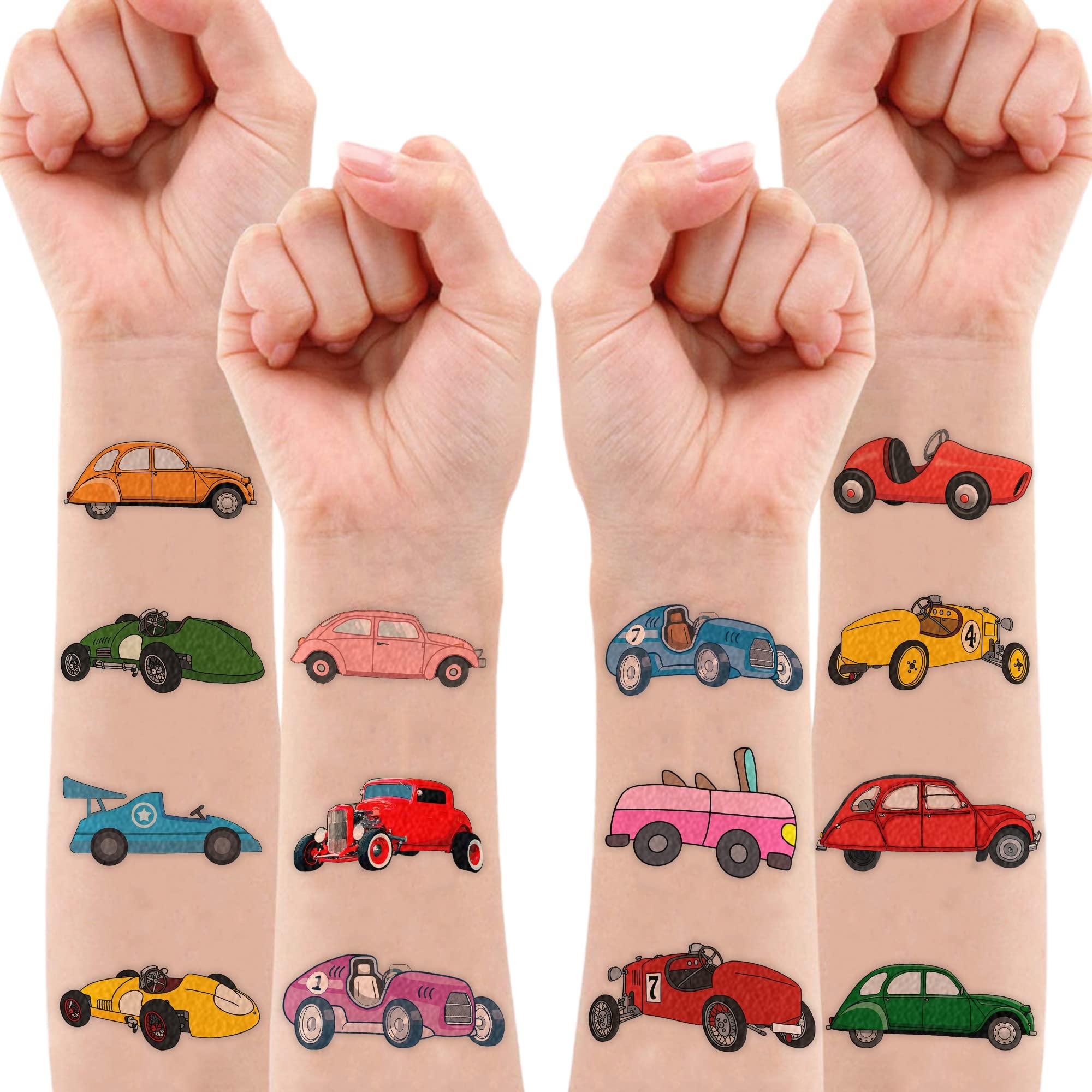 NinthAvenue Basics 96PCS Vintage Car Temporary Tattoos Classic Car Birthday Party Decorations, Retro Car Themed Favors, Supplies, Stickers for Kids Boys Girls, Gifts & School Rewards