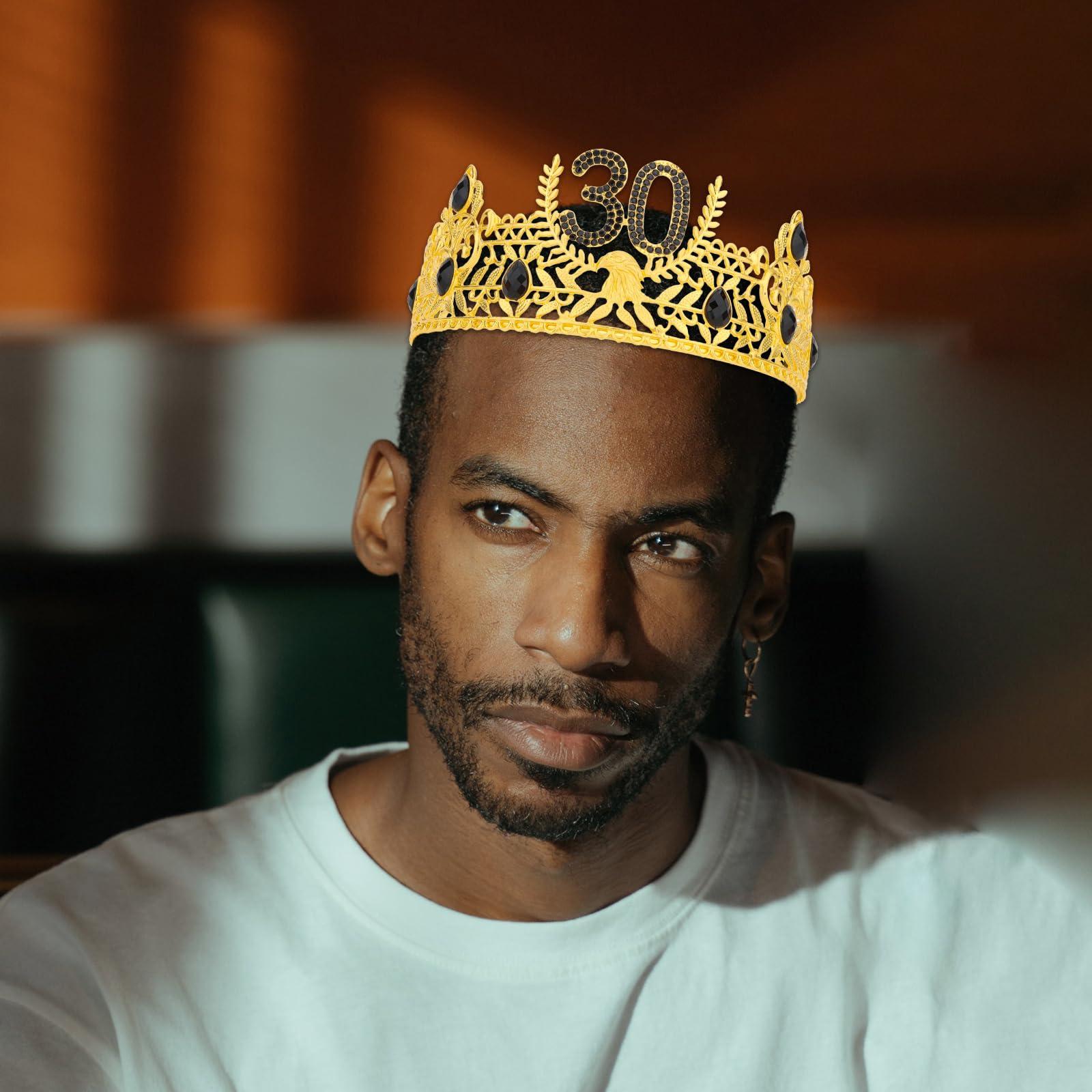 CIEHER CIEHER 30th Birthday King Crown & 30th Birthday Sash for Men30th Birthday Crowns for Men 30th Birthday King Tiara, 30th Birthday Gifts for Men, 30th Birthday Decorations Men