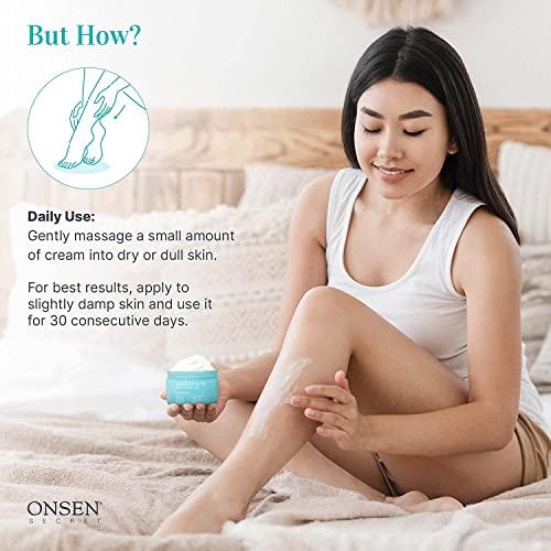 Onsen Secret Onsen Japanese Body Butter for Women - Skin Refinery Cream Natural and Organic Shea Butter Moisturizing Clear Skin Exfoliator with Coconut Oil and Vitamin E - 8.6 fl oz / 255 ml (Sandalwood)