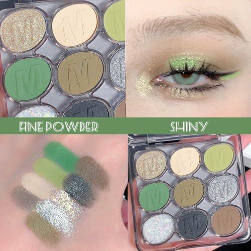 SUAKE SUAKE Waterproof 9 Colors Shimmer Matte Eyeshadow Palette.Longwearing Highly Pigmented Glitter Eye Makeup Palet. Sparkle Pearlescent paleta de sombras 1# Gold Green