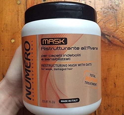 Brelil BRELIL Numero Restructuring Cream Mask Hair with Oat Extracts (33.81 fl.oz)