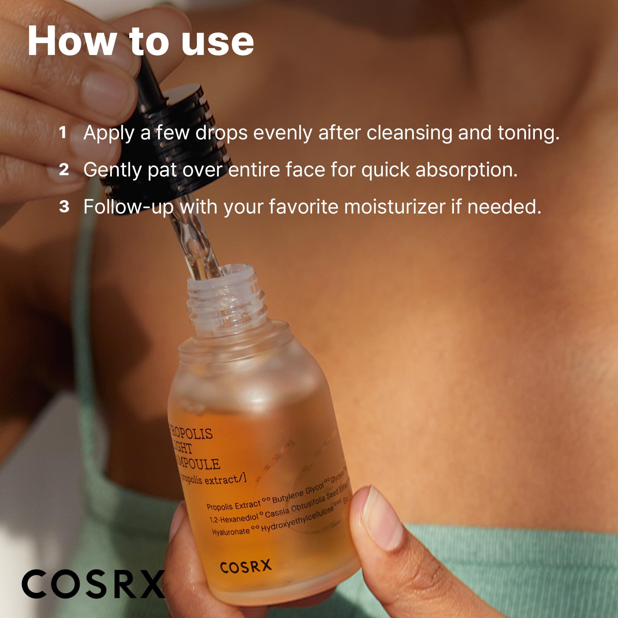 COSRX COSRX Propolis Ampoule, Glow Boosting Serum for Face with 73.5% Propolis Extract, 1.01fl.oz/30ml, Hydrating Essence for Sensitive Skin, Fine Lines, Uneven Skintone, Korean Skincare