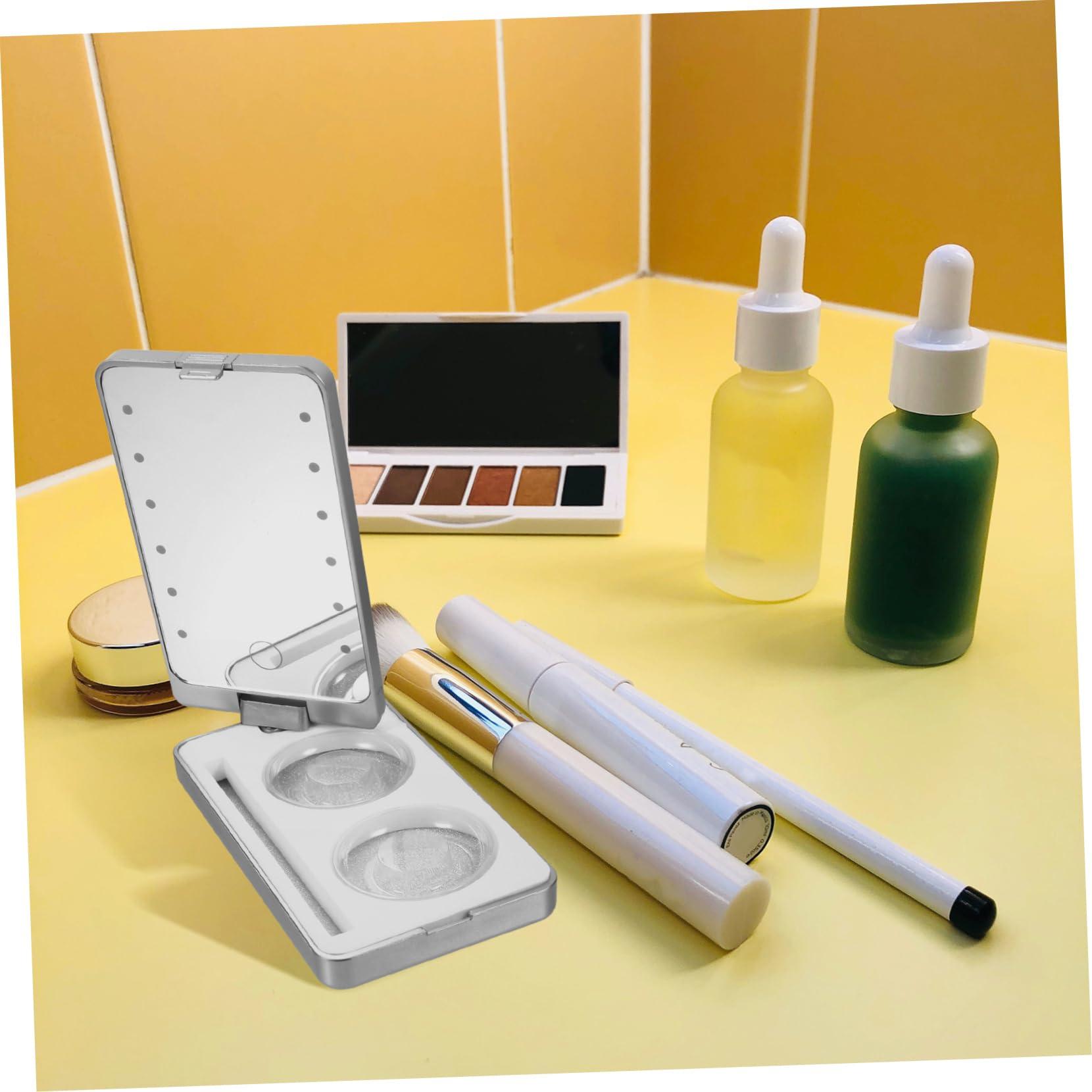 Outanaya Outanaya Led Mirror Lash Case Eyelash Storage Box with Makeup Organizer White Plastic Compact Portable