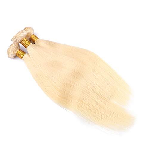 Generic Cloud Hair Blench Blonde 613 Color hair 3bundles With Lace Frontal 4Pcs Lot Blonde Ear To Ear Frontal And Human Hair Wefts Extension (14 14 14+12 inch frontal)