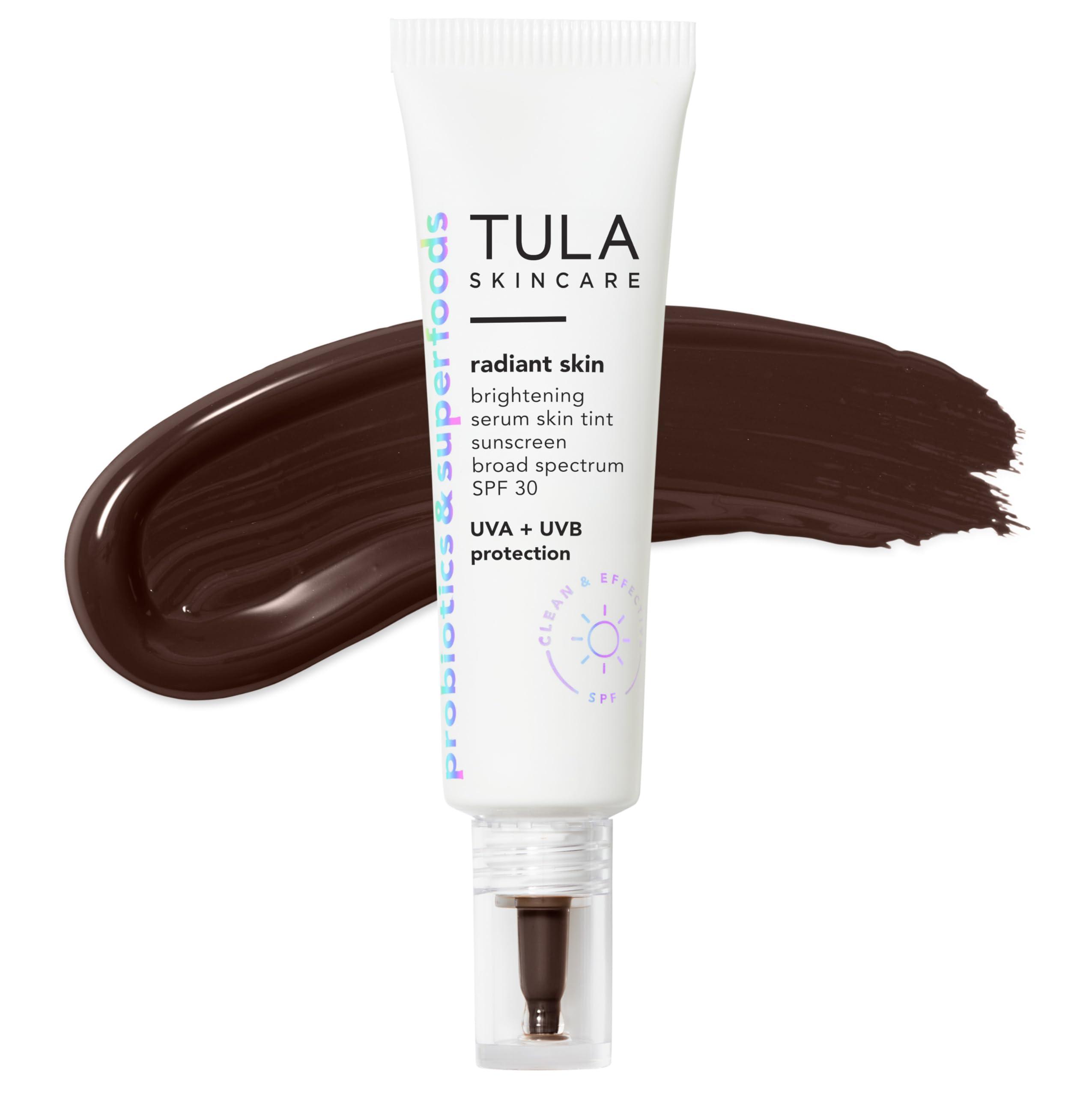 TULA TULA Skin Care Radiant Skin Brightening Serum Skin Tint SPF | Facial Sunscreen Provides Broad Spectrum SPF 30 Protection, Tinted, Serum-Light Formula Brightens and Evens Skin | Shade 30, 1.0 fl. oz.