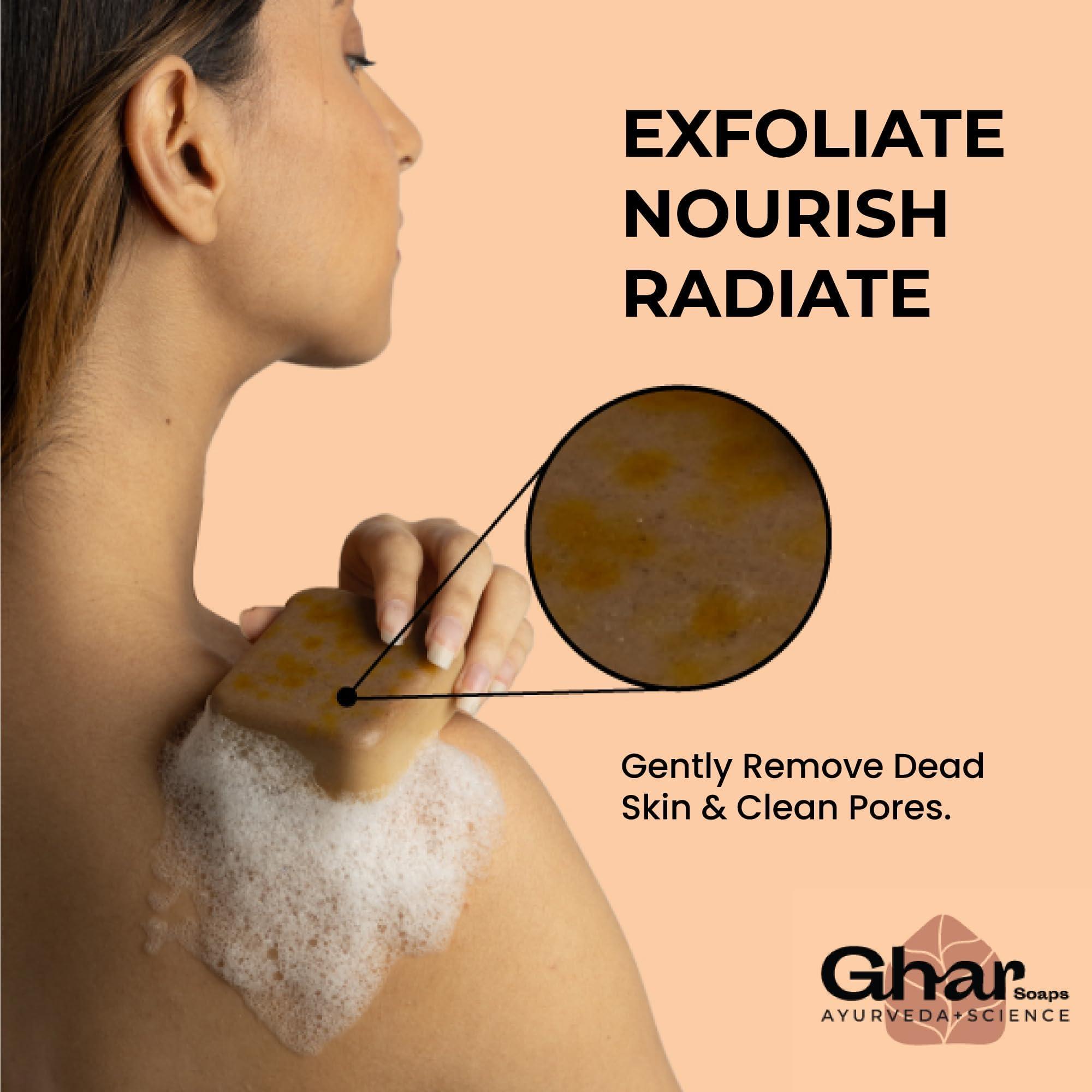 GHAR SOAPS GHAR SOAPS Sandalwood & Saffron Magic Soaps For Bath | Paraben Free | Chandan & Kesar Bath Soap | Handmade Soaps For Glowing | Skin lightening Soap For Men & Women (10.58)