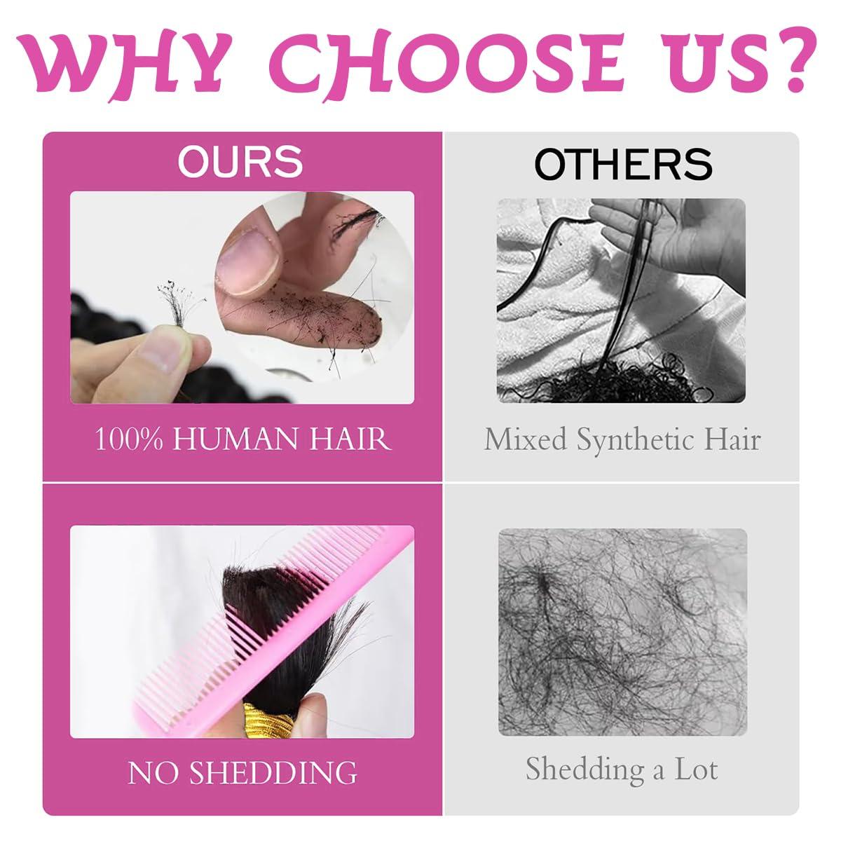 CSCHS Human Braiding Hair for Boho Braids 100g Deep Wave Bulk Human Hair for Braiding 10A Brazilian Curly Human Hair Braiding for Boho Knotless Braids (16 Inch - 100g/Bundle)