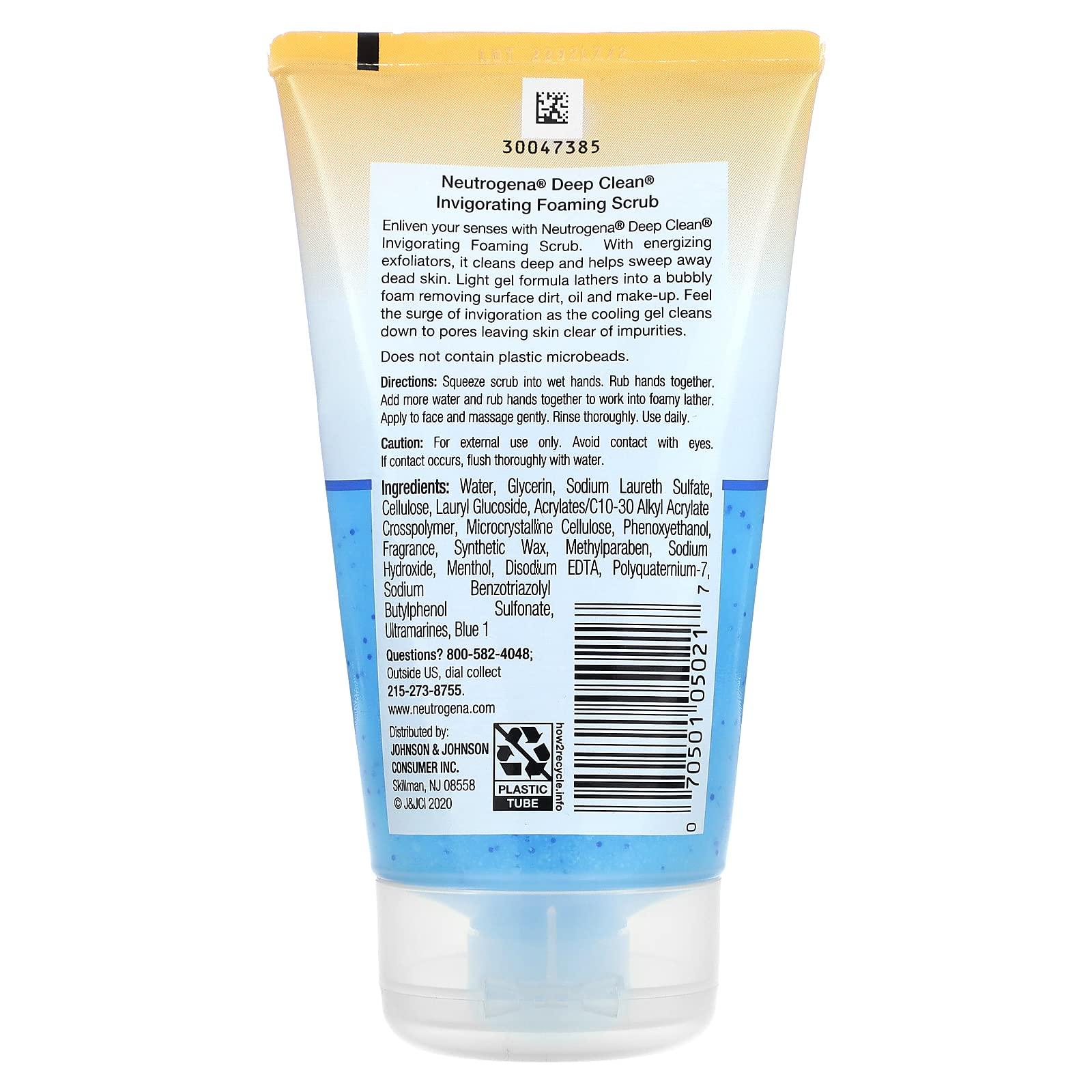 Neutrogena Neutrogena Deep Clean, Invigorating Foaming Scrub, 4.2 fl oz (124 ml)
