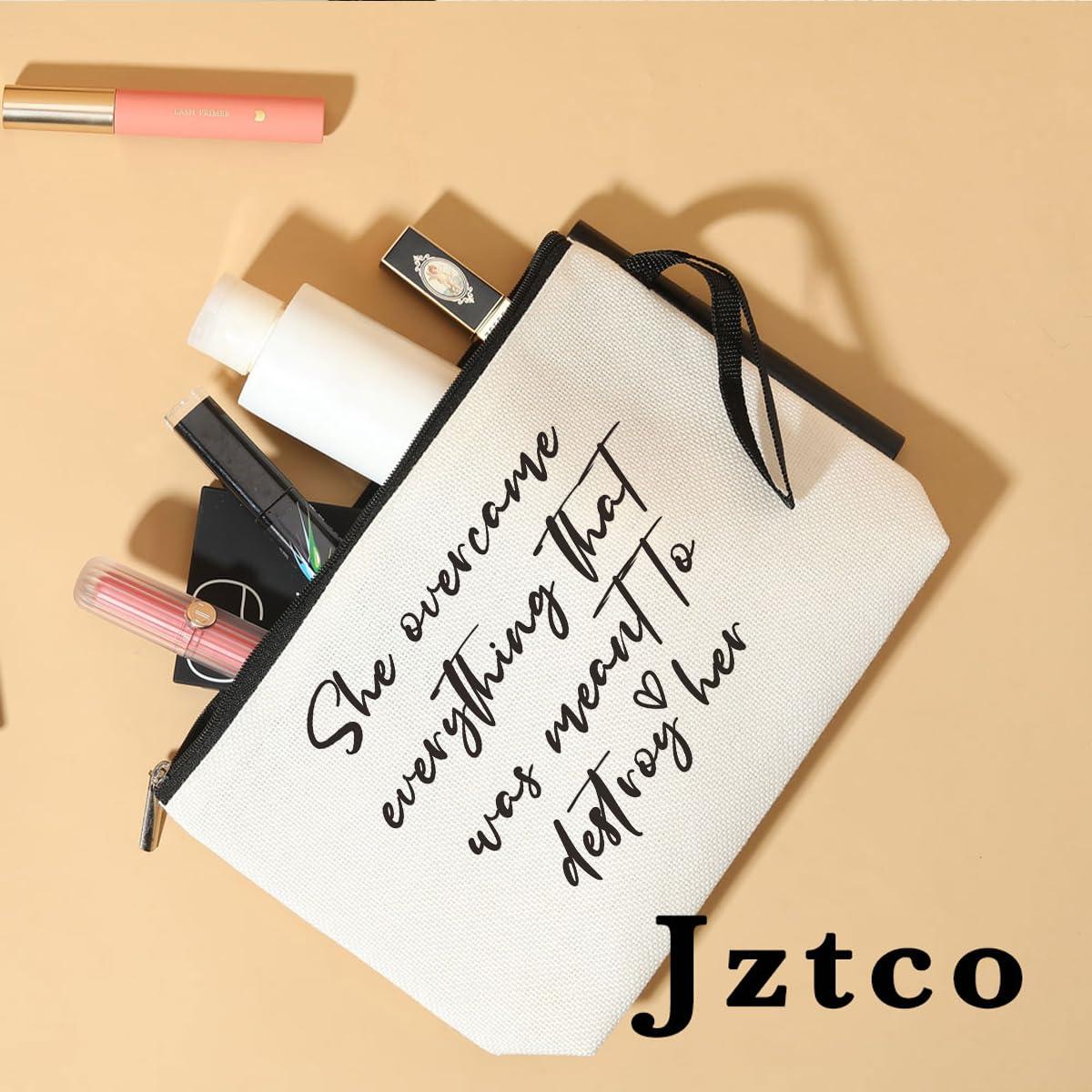 Jztco Inspirational Quotes Positive Cosmetic Bag Makeup Bag for Birthday Graduation Motivational Gifts for Women Daughter Teen Girls Affirmation Appreciation Retirement Gifts Travel Bag Friendship Gifts