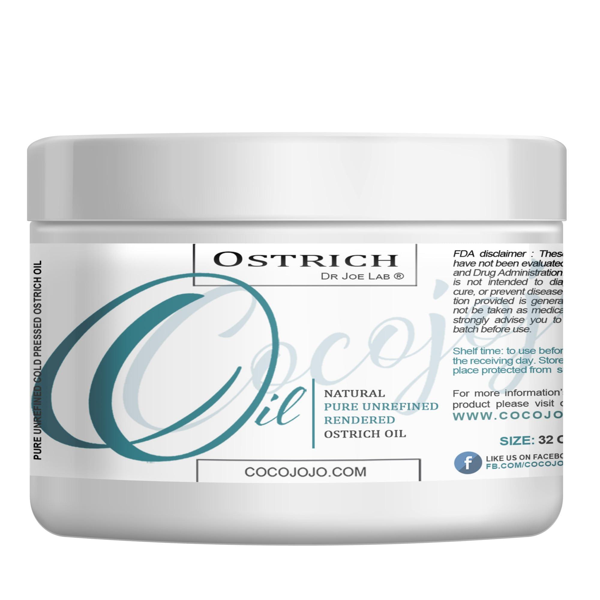 Dr Joe Lab Dr Joe Lab Ostrich Oil 32 oz Pure Natural Cold Pressed Unrefined Extra Virgin - for Hair Skin Body Nail and Beard - Moisturizes, Soothes, Hydrates, & Nourishes