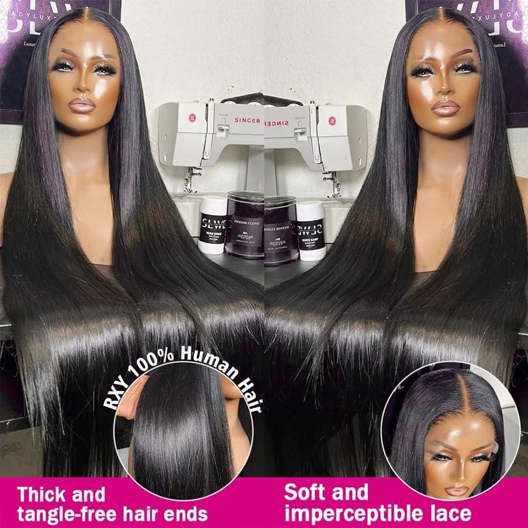 RXY RXY 200 Density 30 Inch 13x6 HD Lace Front Wigs Human Hair,Straight Full Lace Frontal Human Hair Wigs Pre Plucked For Black Women,Brazilian Virgin Human Hair Wig Can Be dyed & bleached