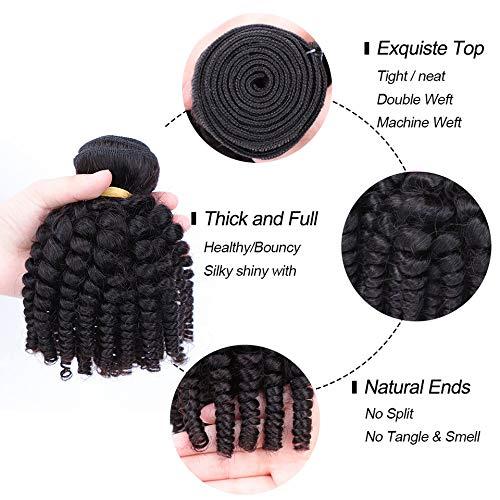 VIOLET VIOLET Brazilian Funmi Hair 3 Bundles Spiral Curl Hair Bundles Short Curly Weave 9A 100% Unprocessed Brazilian Human Hair Extensions Full Head Hair Bundles (8\" 8\" 8\", Natural Black)