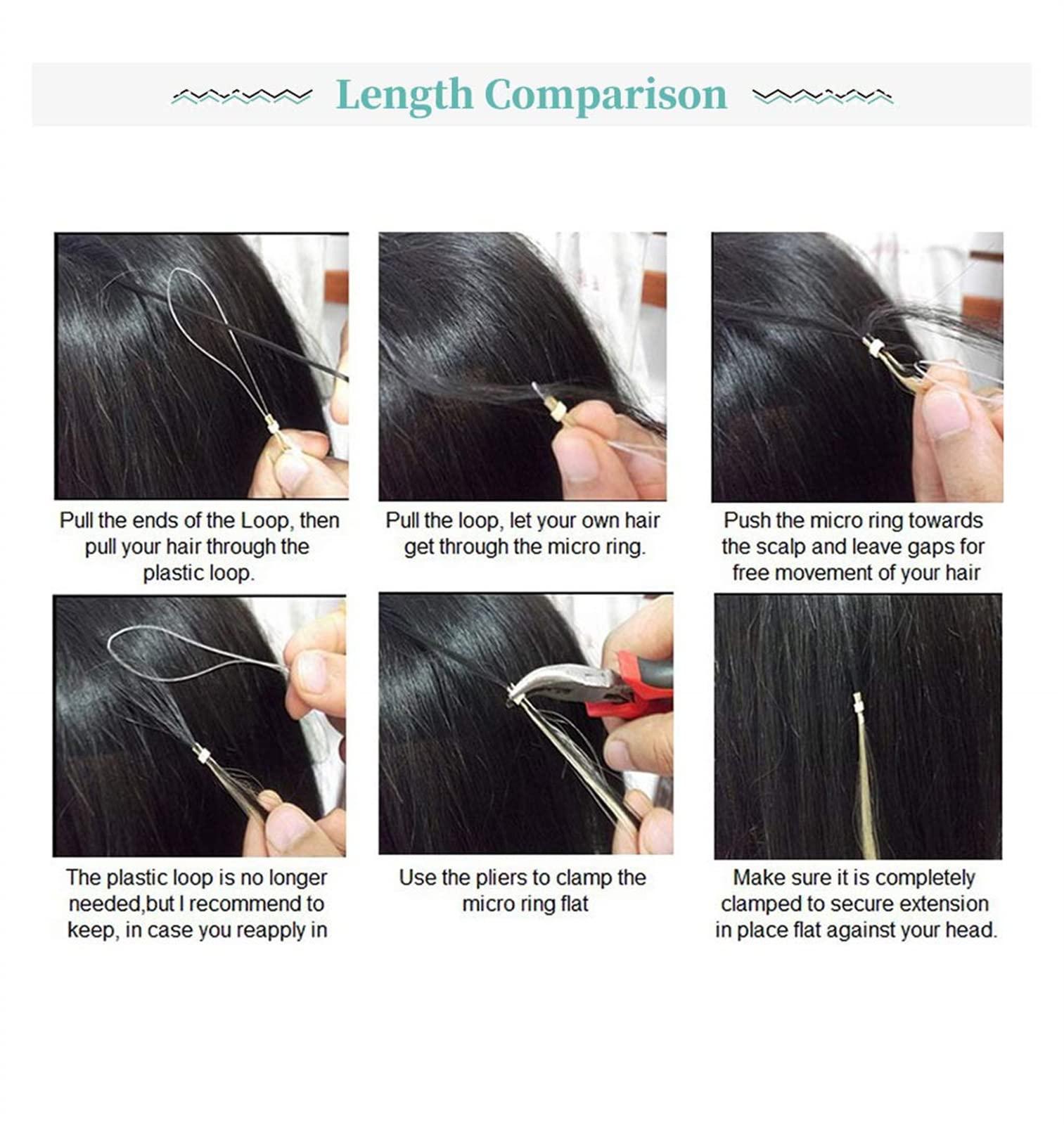 BDBD Micro Beads Human Hair Extensions, 50 Strands 8D Human Hair Micro Link Hair, Invisible No Trace Remy Hair Extension,22in