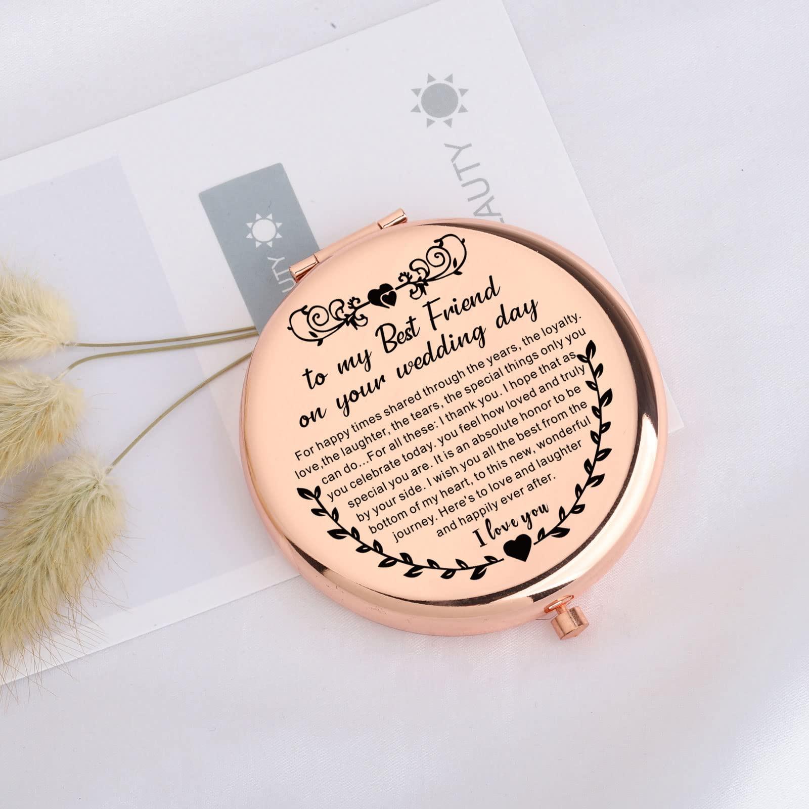 UJIMS UJIMS to My Best Friend on Your Wedding Day Gifts for Bride Best Friend to Bride Makeup Mirror Wedding Gift for Bride (Best Friend to Bride Mirror)