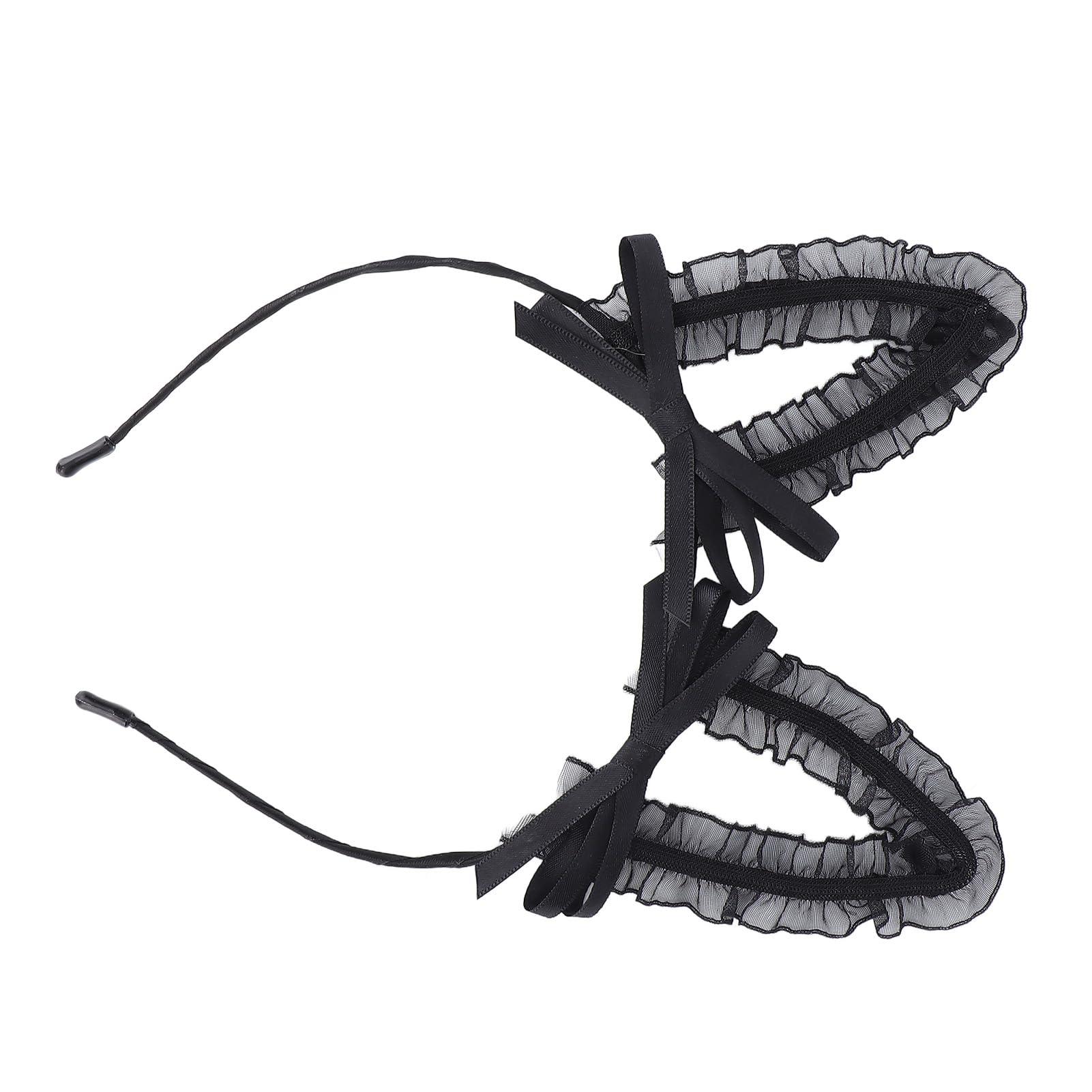 Yosoo Cat Ear Headband, Cosplay Headband Cat Ears Lace Ear Headband Women Girls Cute Bowknot Decoration Halloween Cosplay Party Hairband Trendy Headband