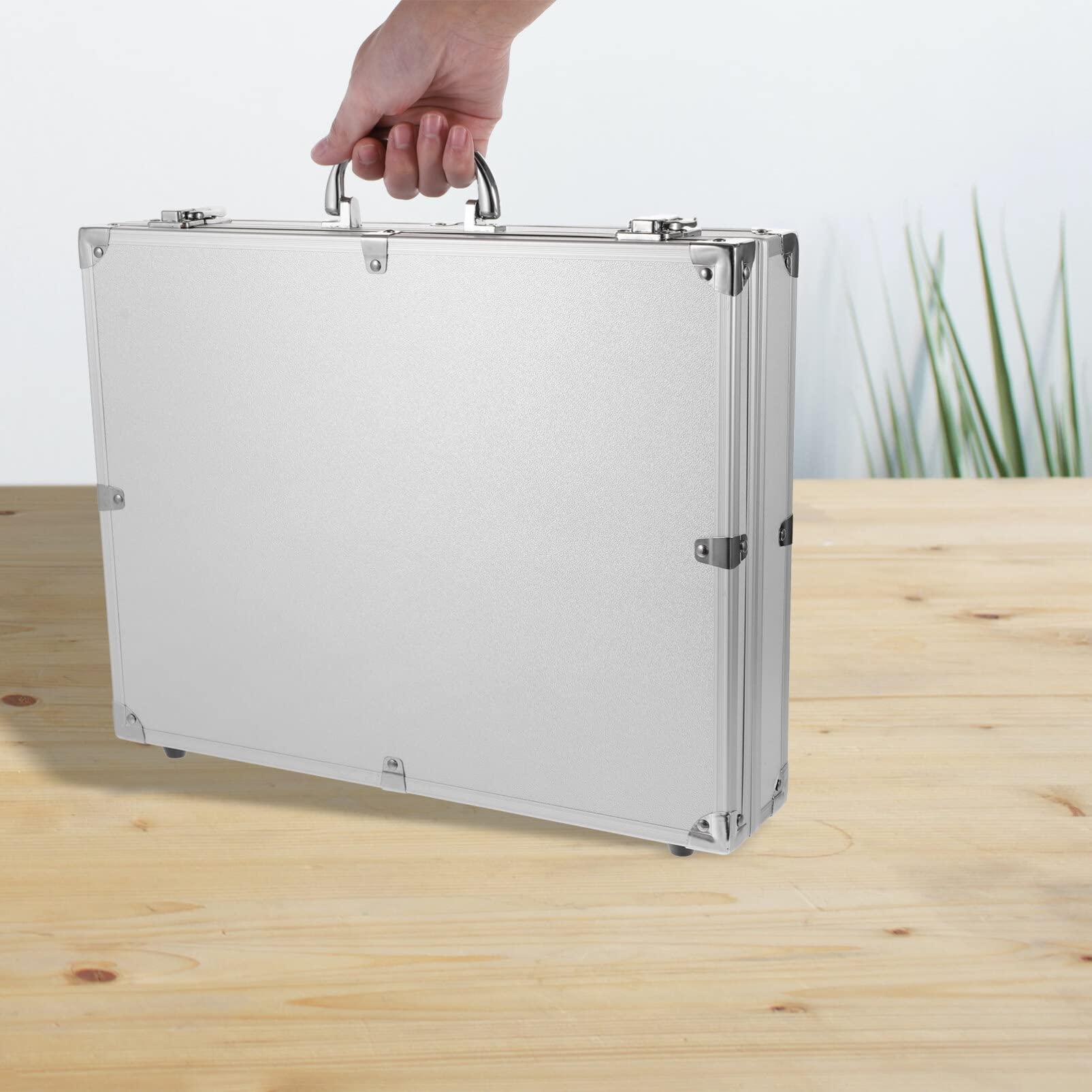Angoily Angoily Tool Box Briefcase Aluminum Aluminum Carrying Case Tool Box Tattoo Kit Box Storage Case Organize with Clasp for Tattoo Equipment Cosmetic Makeup Tools Silver