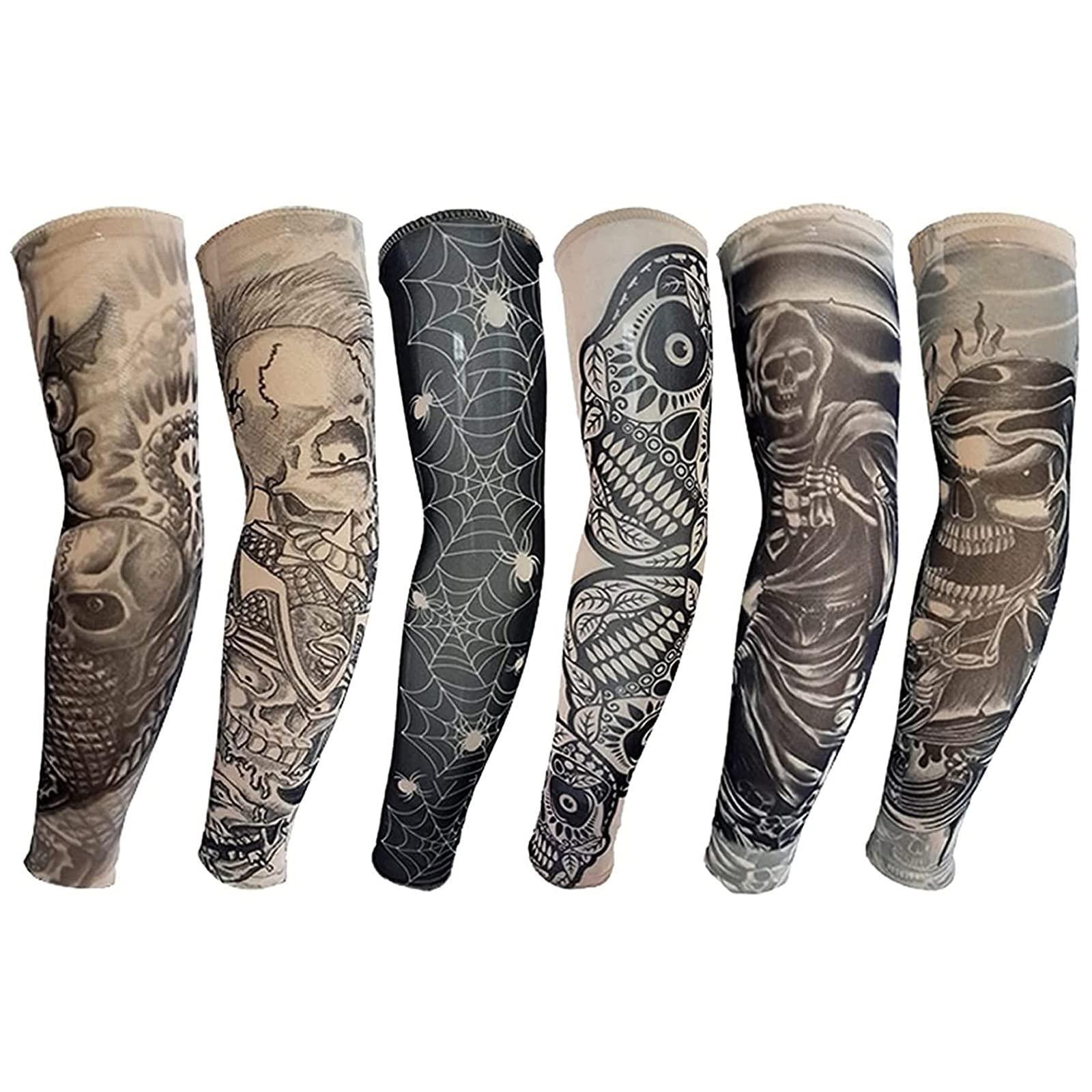 YARIEW Tattoo Sleeves for Men,YARIEW 6Pcs Arm Sleeves Fake Tattoos Sleeves to Cover Arms Sun Protection Sleeves Tattoo Sleeve Covers Tattoo Cover Up Sleeve Temporary Tattoo Sleeves for Men and Women (Set 4)