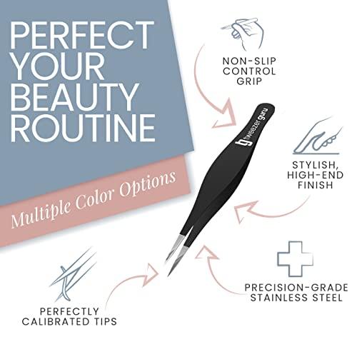 TWEEZER GURU Tweezer Guru Pointed Tweezers - Sharp Precision Needle Nose Tip, Best Tweezers for Eyebrows and Ingrown Hair, Surgical Pointed for Blackheads & Splinters (Yellow)