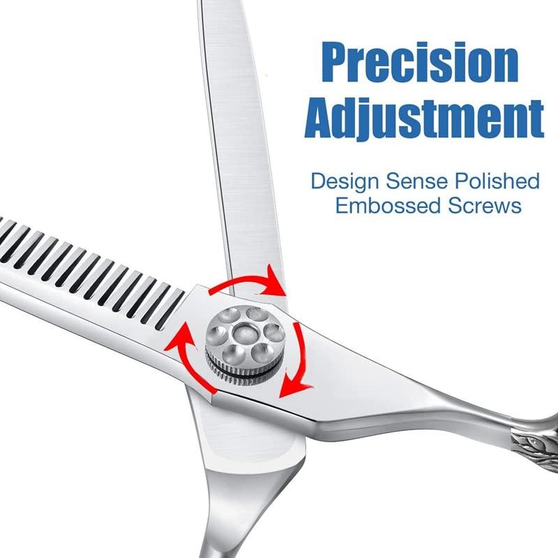 WGGTX Professional Hair Cutting Shears, 6 Inch Professional Salon Haircut Japanese Stainless Steel 440C Barber Hair Trimmer Cutting Thinning Scissors set (Color : Set)